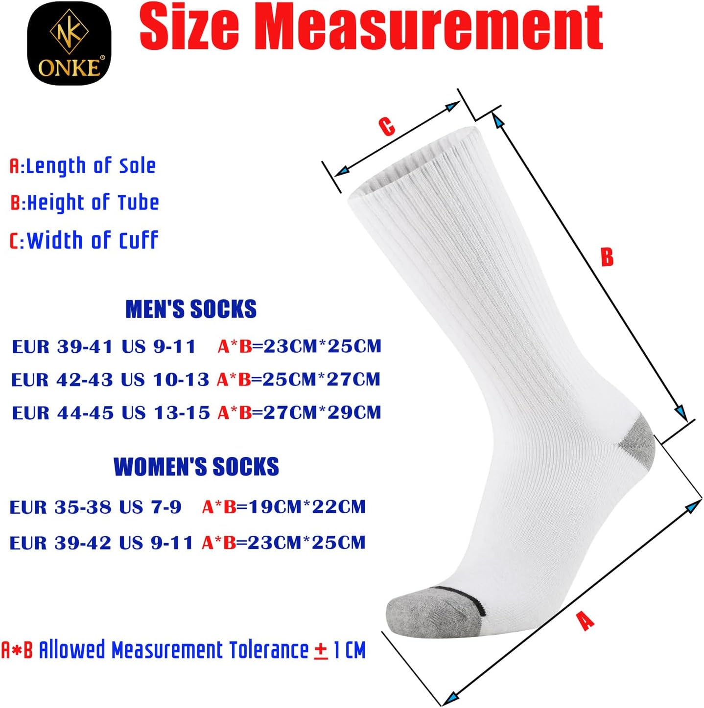 Detalle 1 de ONKE Max Full Cushion Crew Socks for Steel Toe Work Boots (Moisture Wicking, Odor Control)