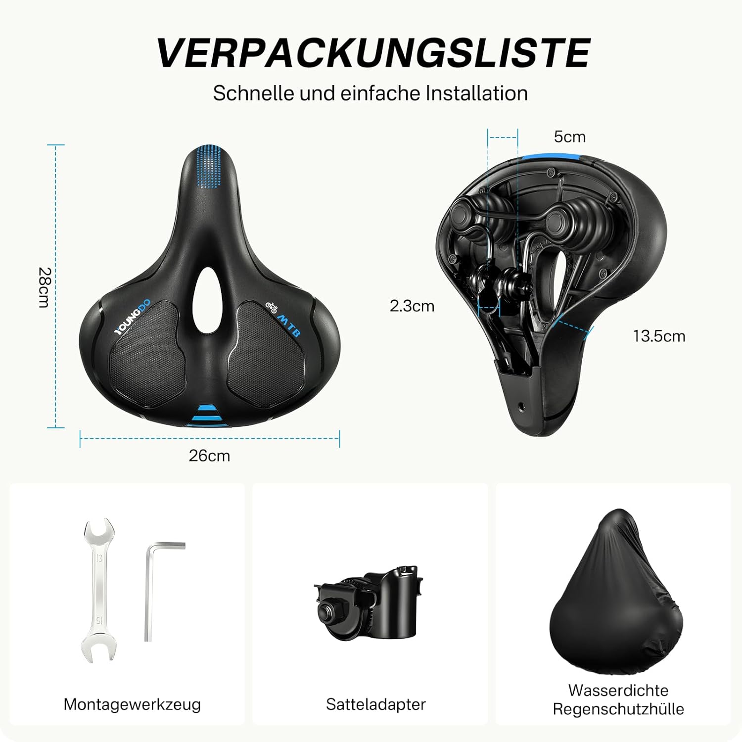 Thumbnail 5 de YOUNGDO Gel-Fahrradsattel: Ergonomischer Komfort mit wasserdichter Abdeckung