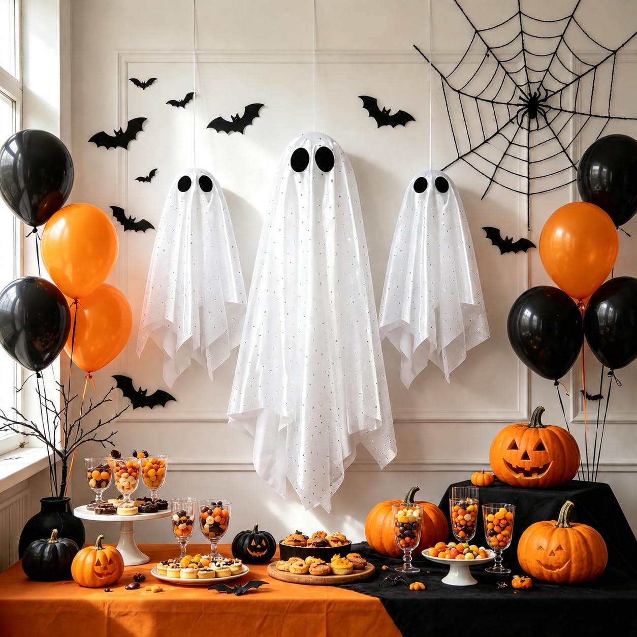 Thumbnail 2 de Nagudenfo Ghost0.7-3P-D-R Hanging Halloween Ghosts with Warm LED Glow