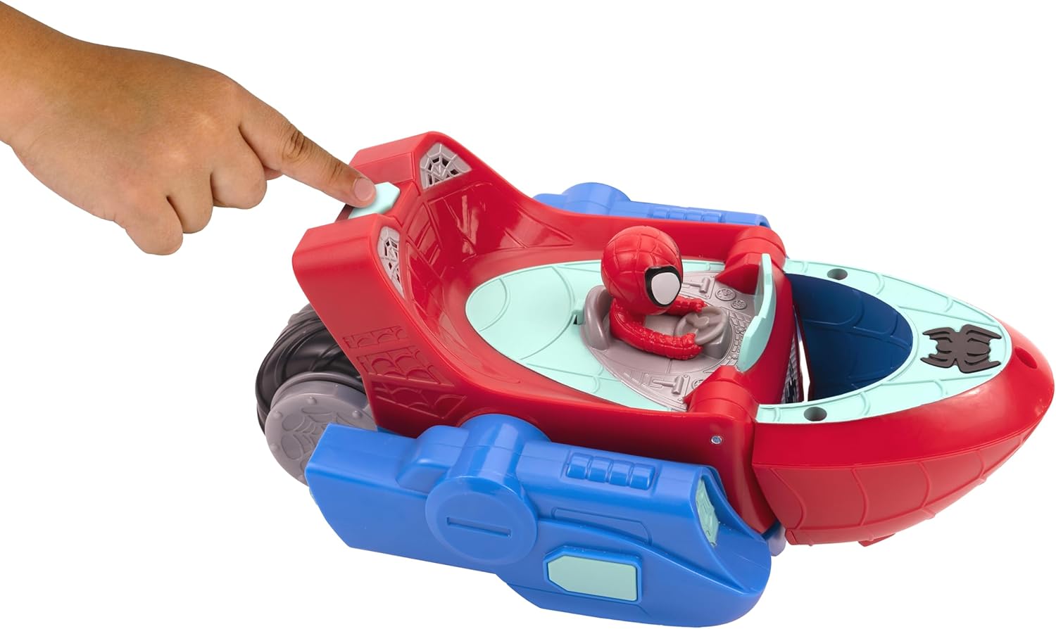 Detalle de Spidey and His Amazing Friends Spidey Transforming Web-Wave Cruiser (9-inch 2-in-1) with Web Dart Launchers