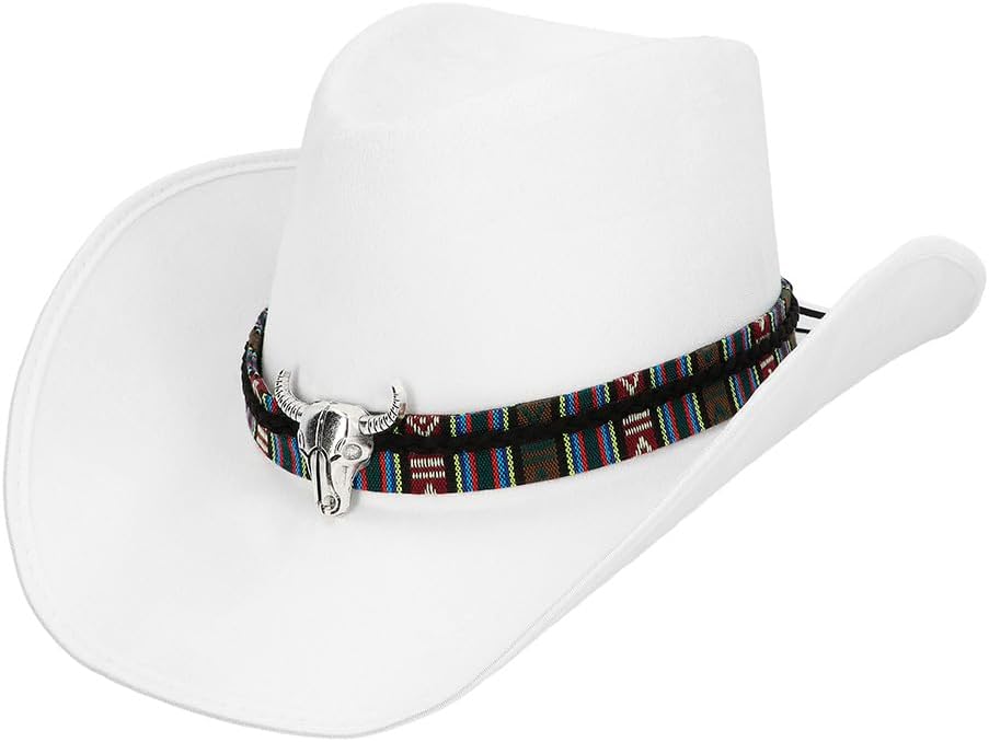 Detalle de Boland Cowboyhut Django – Weißer Westernhut für Erwachsene, ideal für Fasching, Karneval und Motto-Party