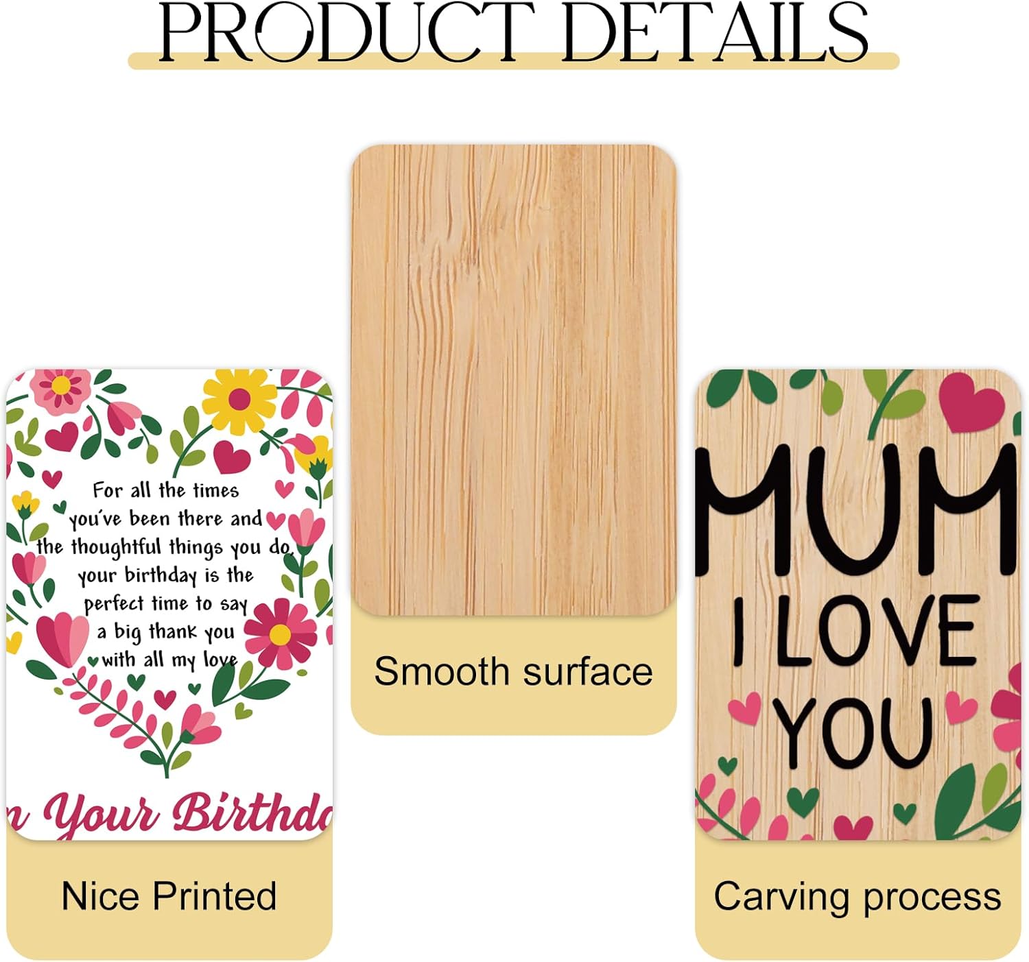 Thumbnail 6 de TheGiffter Mum Birthday Card with Wooden Heart Plaque Gift Set (150x150mm) + Envelope