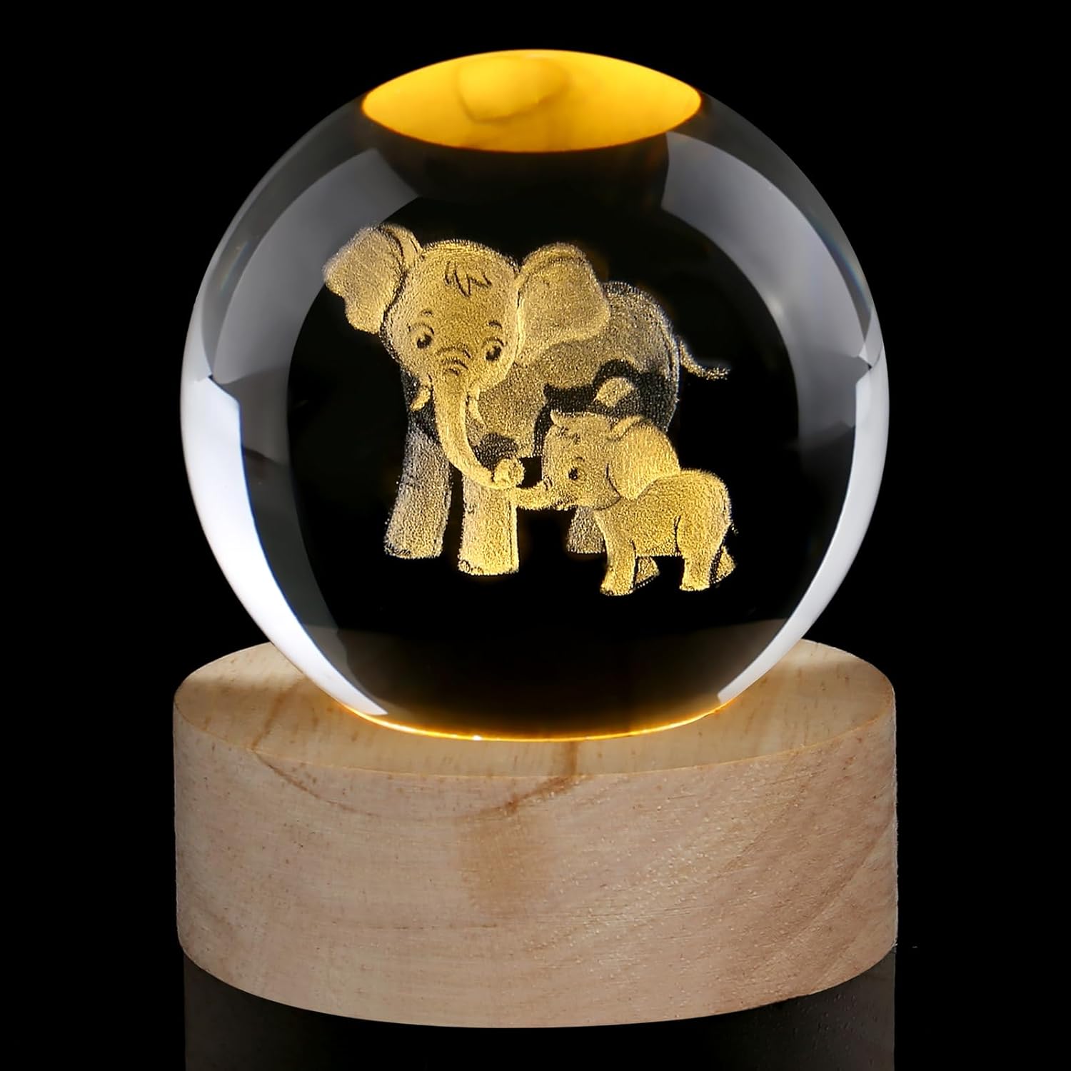 Detalle de AWARDSEN Elephant Crystal Ball with Luminous Base: Gentle Night Light and Thoughtful Gift