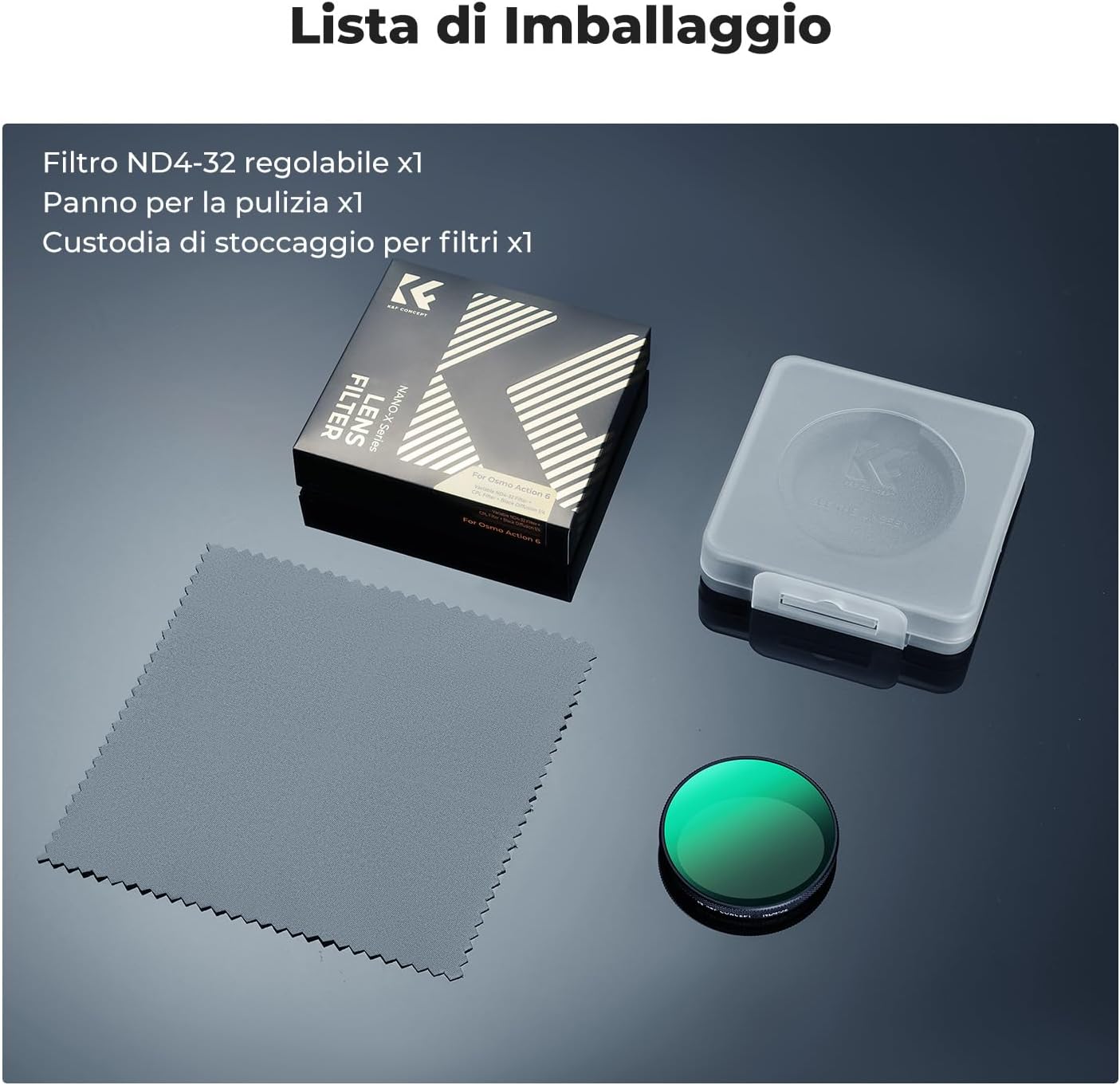 Thumbnail 6 de K&F CONCEPT Filtro ND Variabile ND4-32 per Osmo Action 6 (DJI Action 6) – Lente HD, rivestimenti antiriflesso, impermeabile