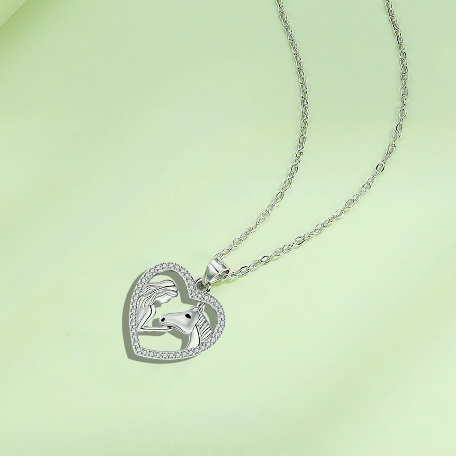 Detalle de Hifeeled Collier pour Femme en Argent Sterling 925 – Pendentif cheval, cadeau original