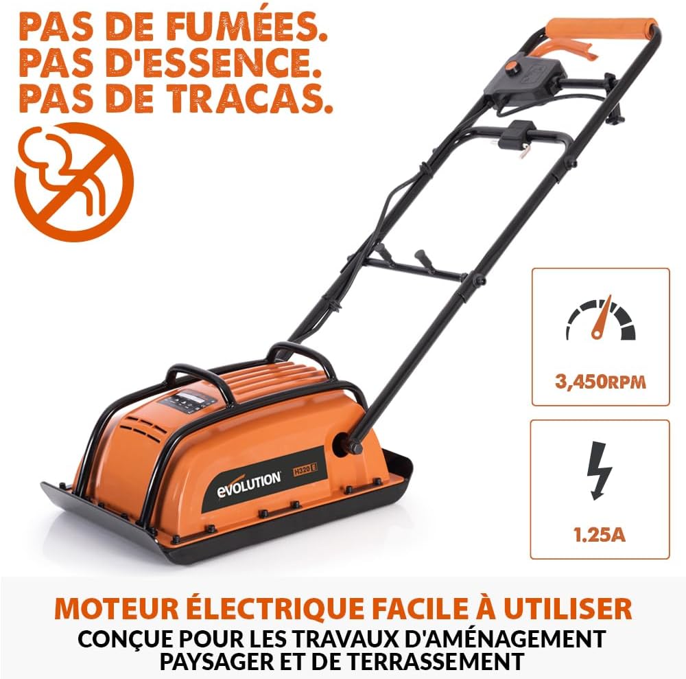 Thumbnail 1 de Evolution Power Tools H320-E Hulk : compacteur électrique à plaque vibrante 750 W pour l’aménagement extérieur