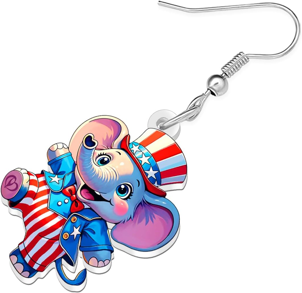 Detalle 2 de YAYAKO Acrylic Cute Elephant Earrings – Lightweight Acrylic Dangle Jewellery