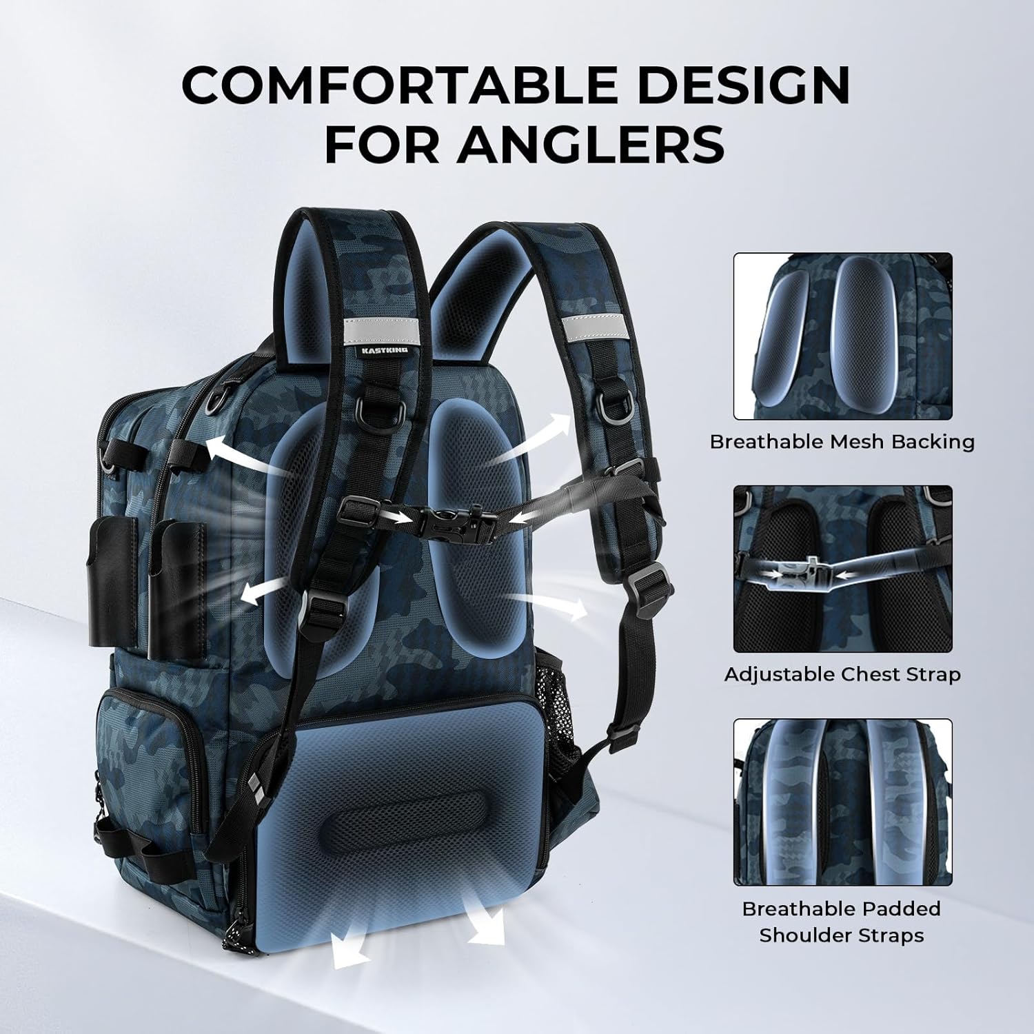 Thumbnail 6 de KastKing BaitSpace 50L Fishing Tackle Backpack with Removable Bait Binder and 2 Rod Holders