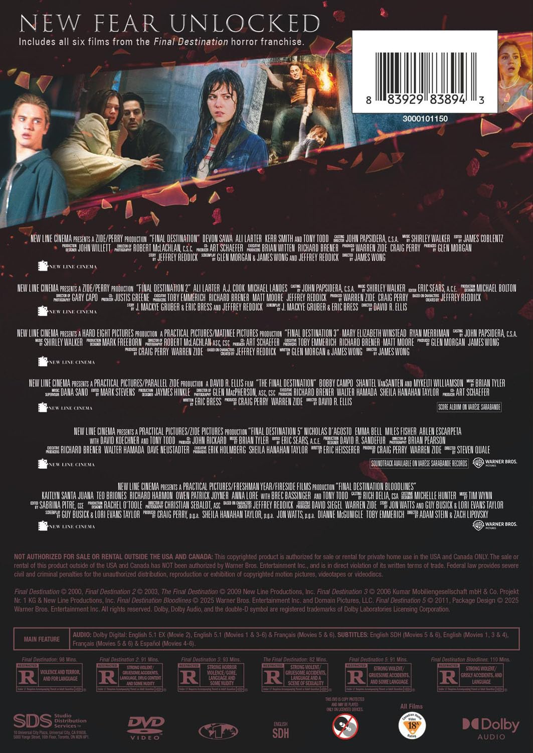 Detalle de Final Destination 883929838943 6-Film Collection DVD