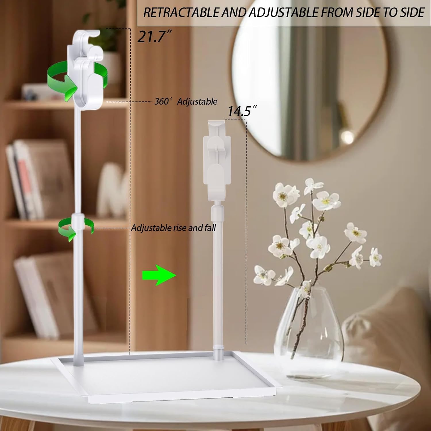 Thumbnail 6 de KAEDLEY Retractable CPAP Hose Holder with Adjustable Hanger and Bedside Tray