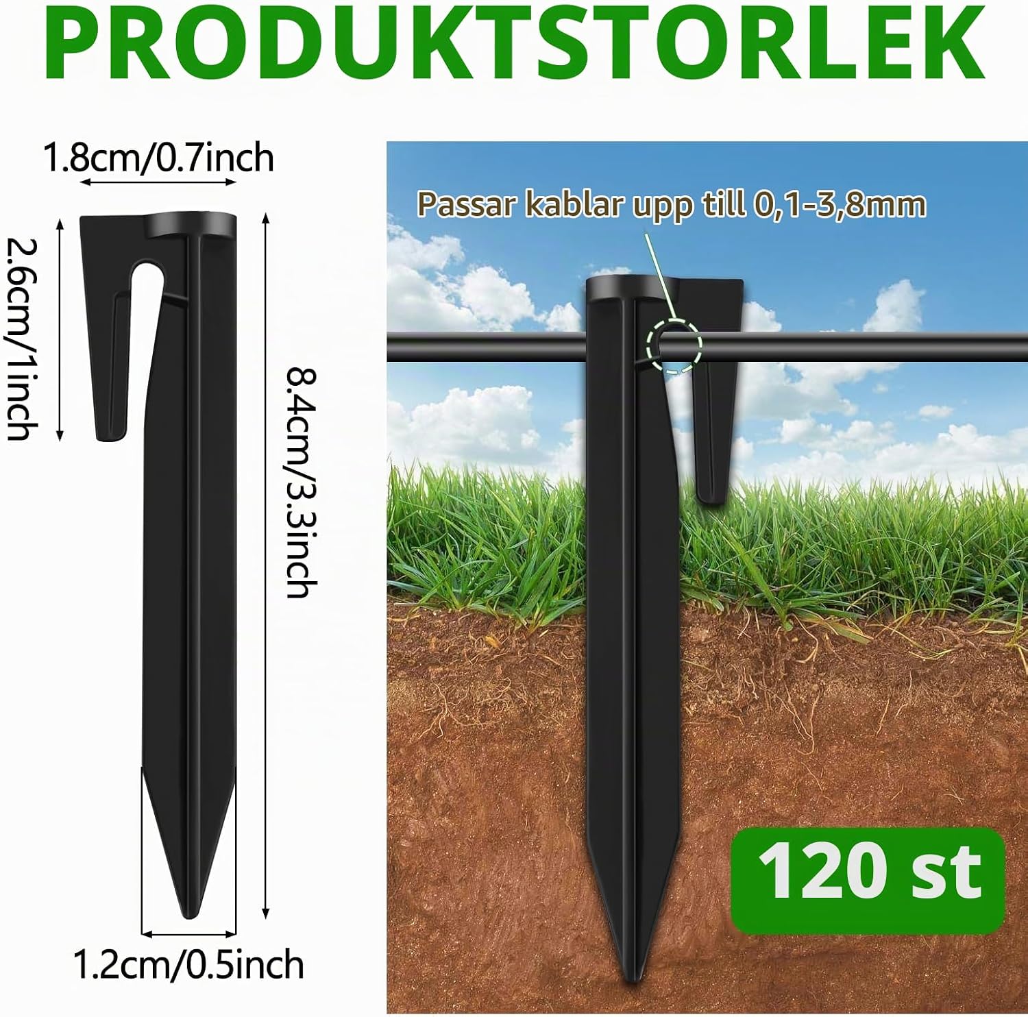 Detalle 2 de Gucass jordspikar för robotgräsklippare, 120-pack i PP, 8,5 cm