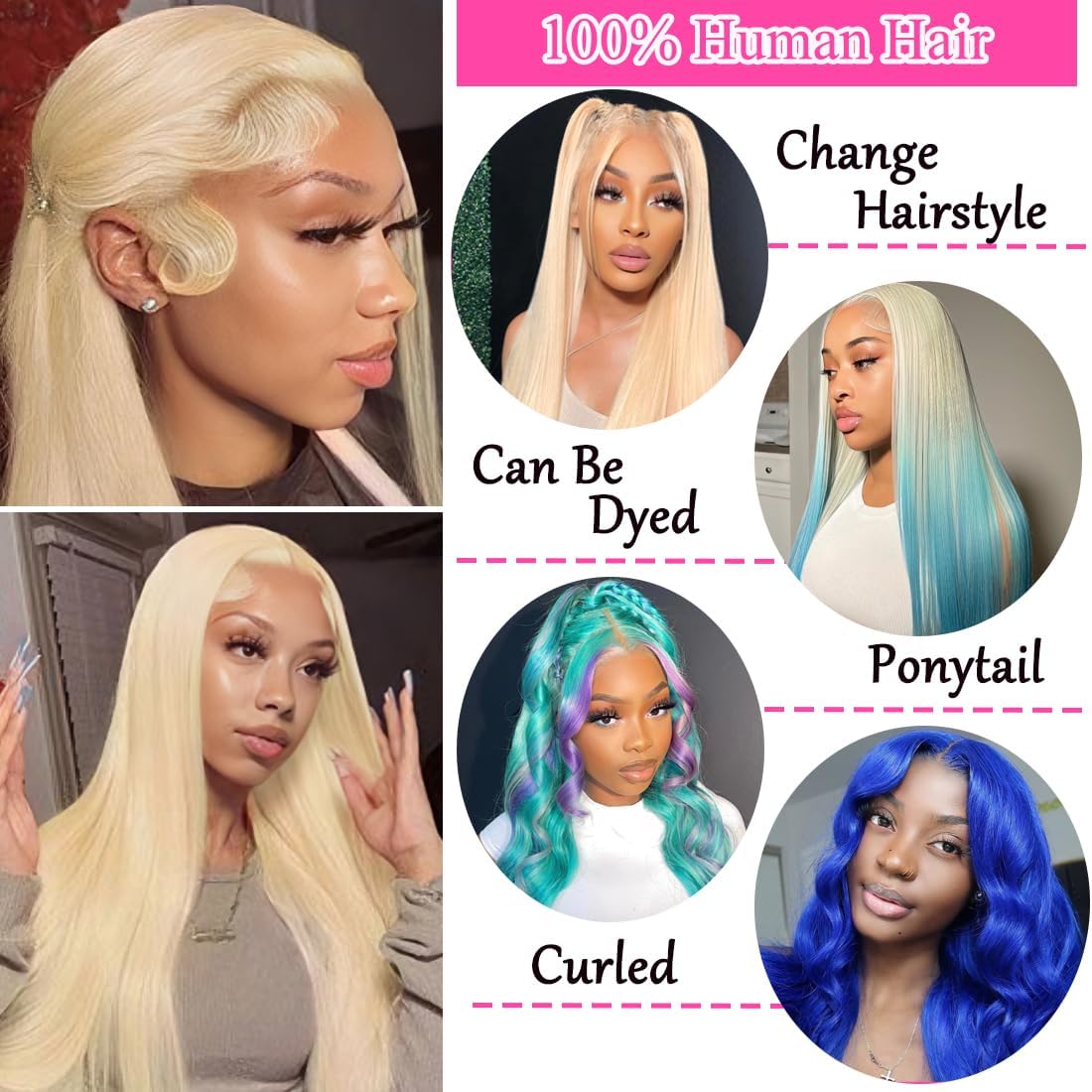 Detalle 2 de LETMIEO Human Hair Lace Front Wig 13x6