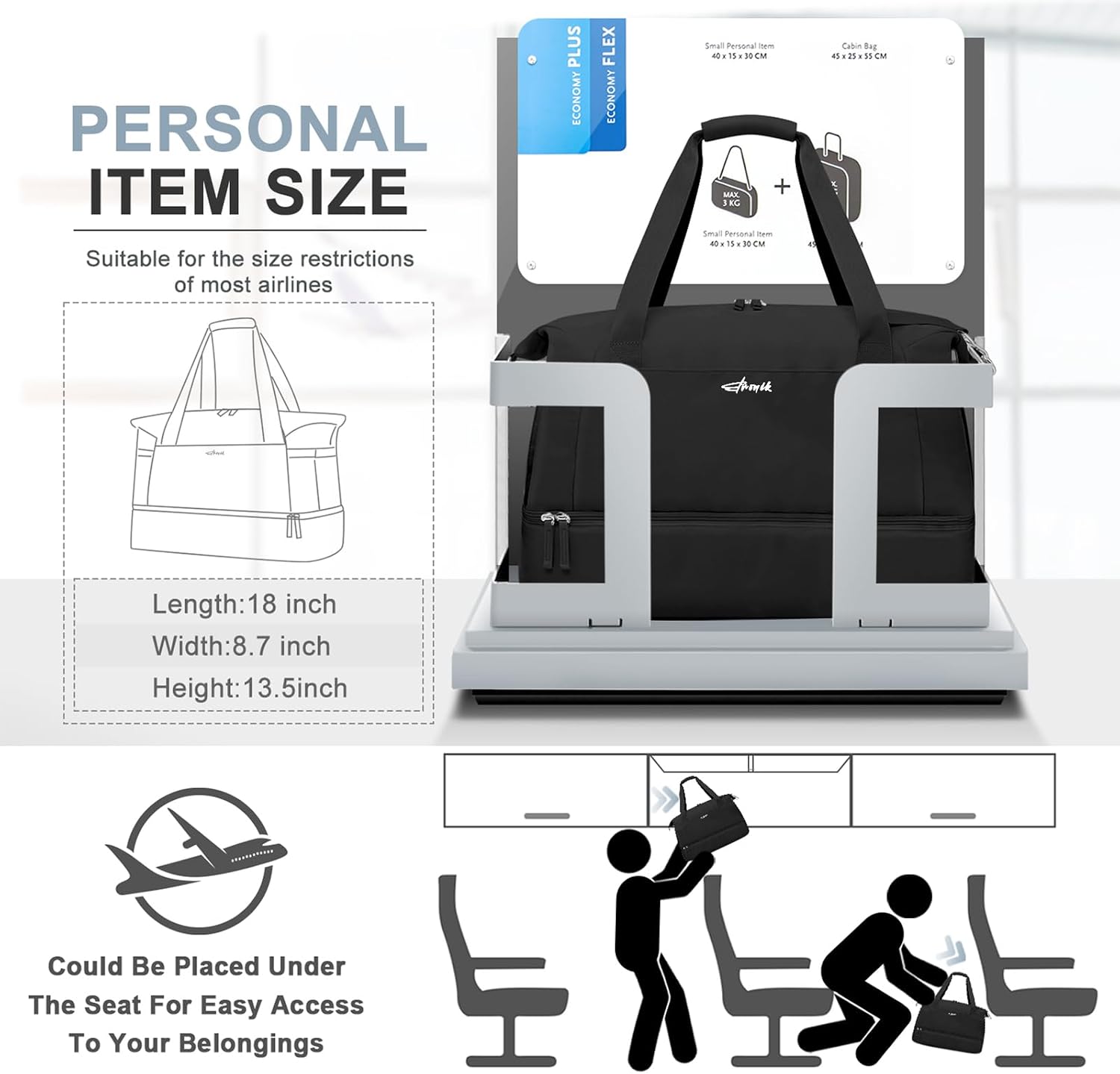 Detalle 2 de ETRONIK Gym Bag 45x36x20 underseat cabin bag