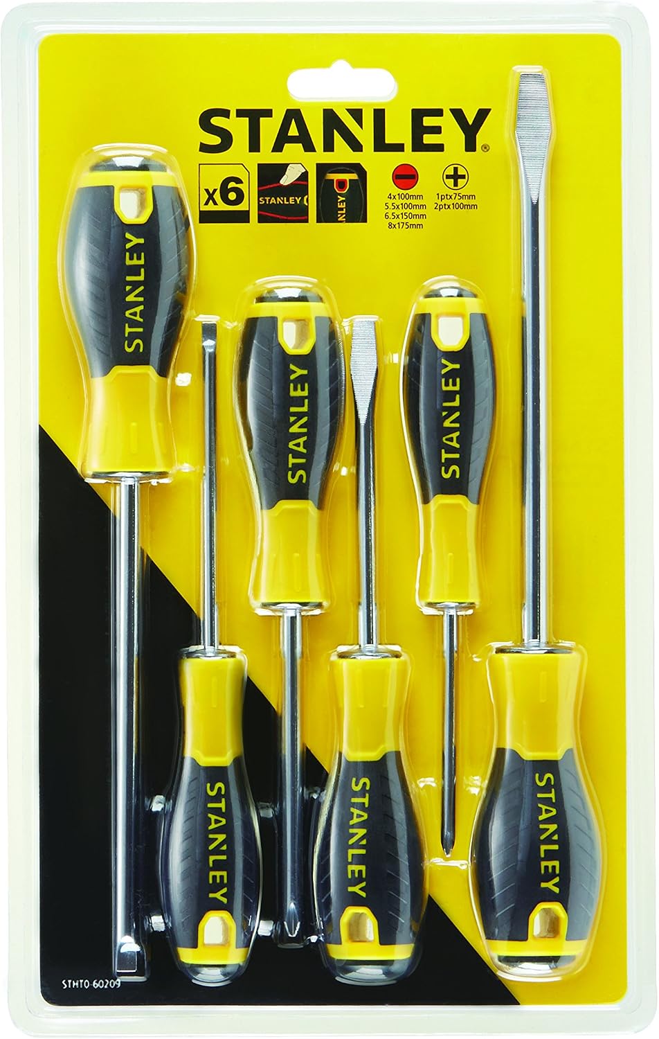 Detalle de STANLEY STHT0-60208 – Ensemble de tournevis standard en résine thermoplastique Noir/jaune