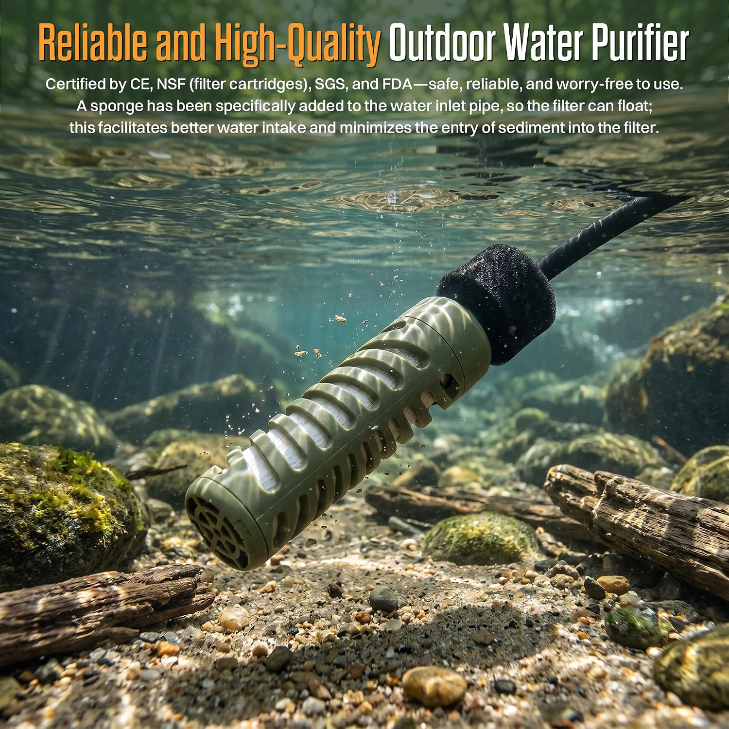 Detalle 1 de ITEHIL YN18650-2P Portable Electric Water Filter, 0.01-Micron Dual Filtration