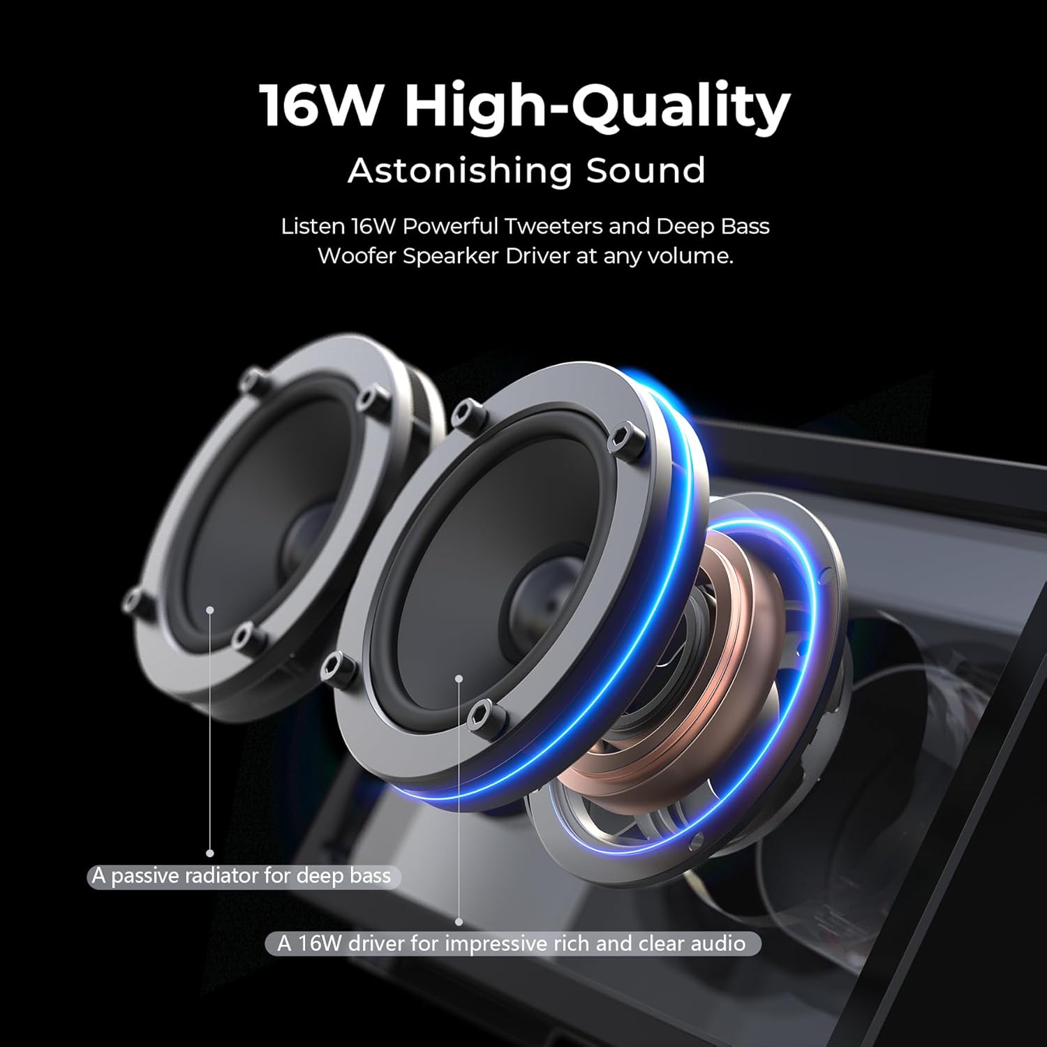 Thumbnail 1 de JAYINE Tragbarer Bluetooth-Lautsprecher (16 W, schwarz) mit Bluetooth 5.3 & AUX (3,5 mm)