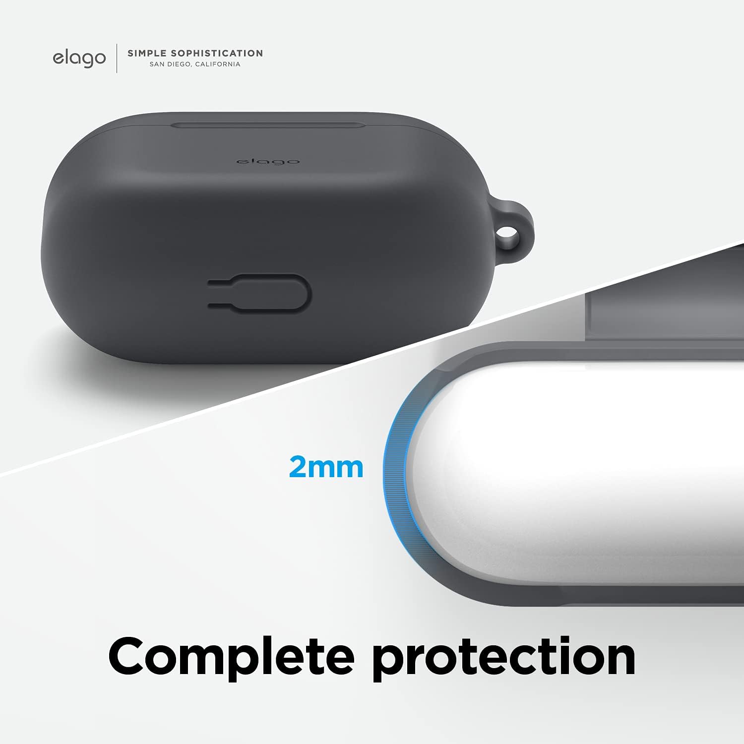 Thumbnail 6 de elago Coque en silicone avec mousqueton pour AirPods 3 (gris foncé) — protection antichoc et charge sans fil
