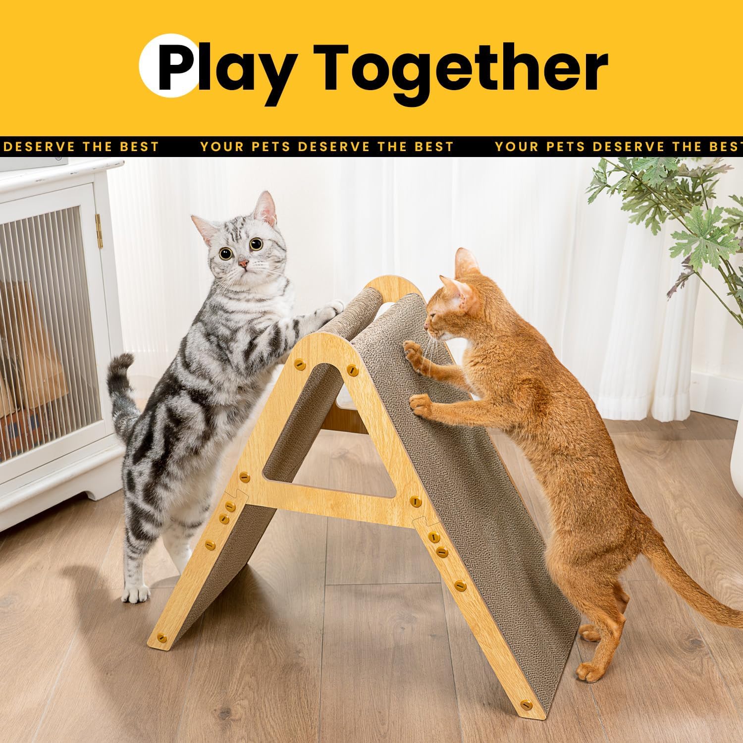 Detalle de Conlun A-Frame Cat Scratching Board (Dual-Sided Vertical/Horizontal Scratcher) for Indoor Kittens