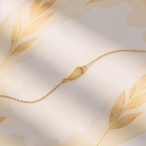Detalle de Sofia Milani Pulsera para mujer en plata de ley 925 con chapado en oro y colgante de ala (B0360)