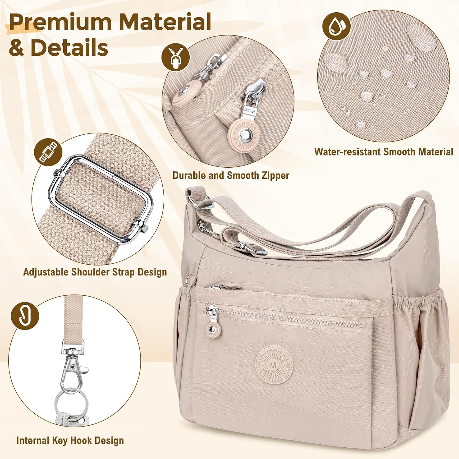 Thumbnail 4 de WACCET Borsa a Tracolla da Donna – Grande, Impermeabile, Multi‑tasche
