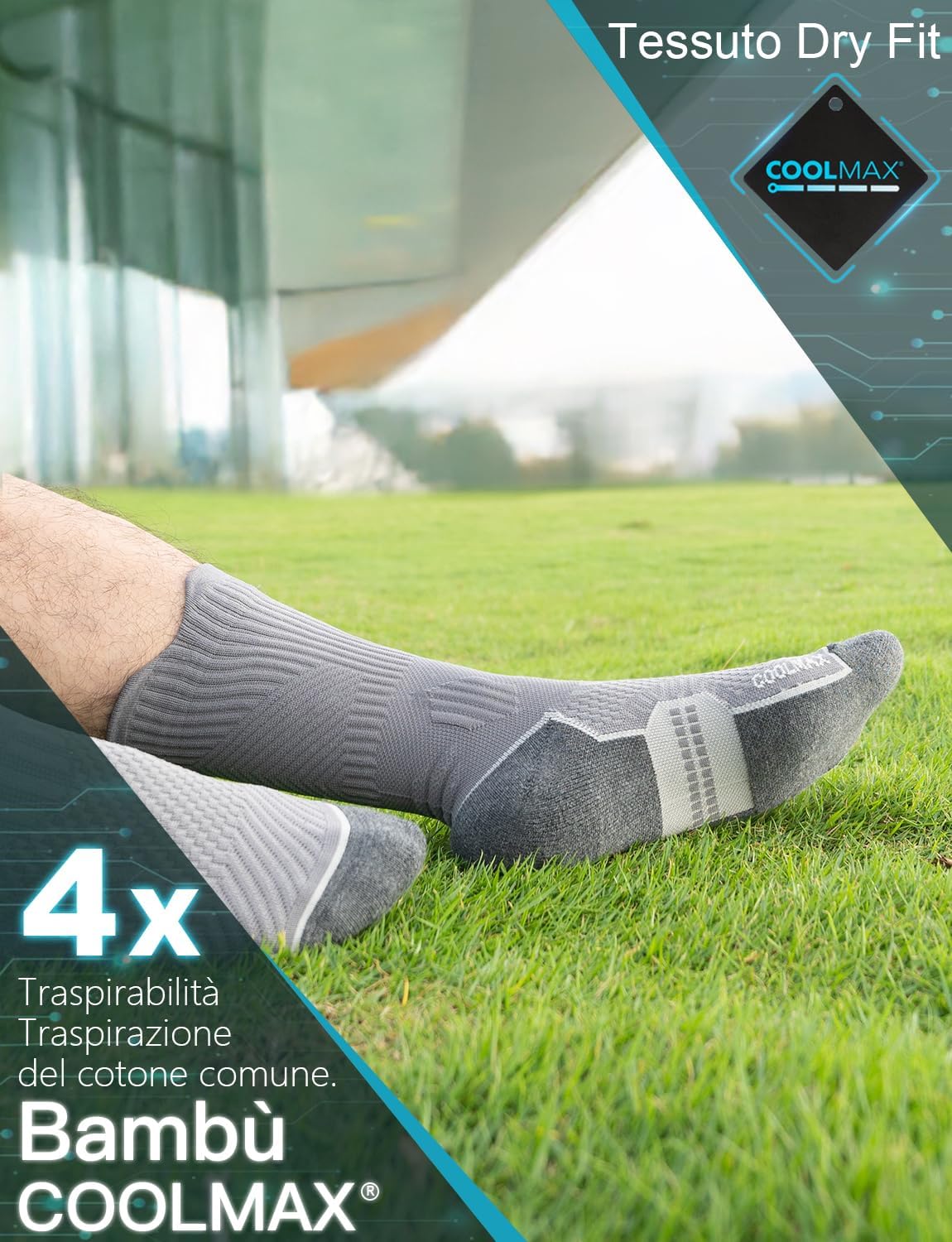 Thumbnail 2 de Juclise Bamboo Coolmax Compression Calzini Sportivi Uomo – Antivesciche, Comfort e Prestazioni per Allenamento e Trekking