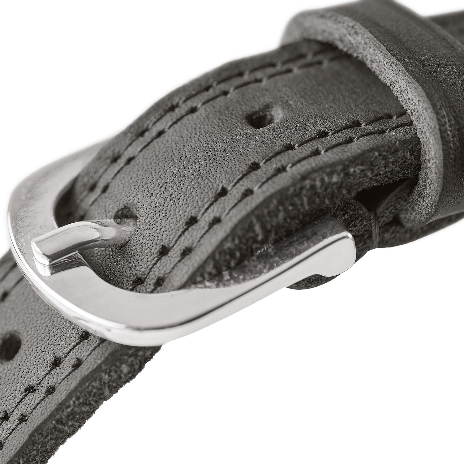 Detalle de Hunter Hundehalsband LEMVIG – schwarzes/steingraues Lederhalsband, Made in Germany, Größe 45