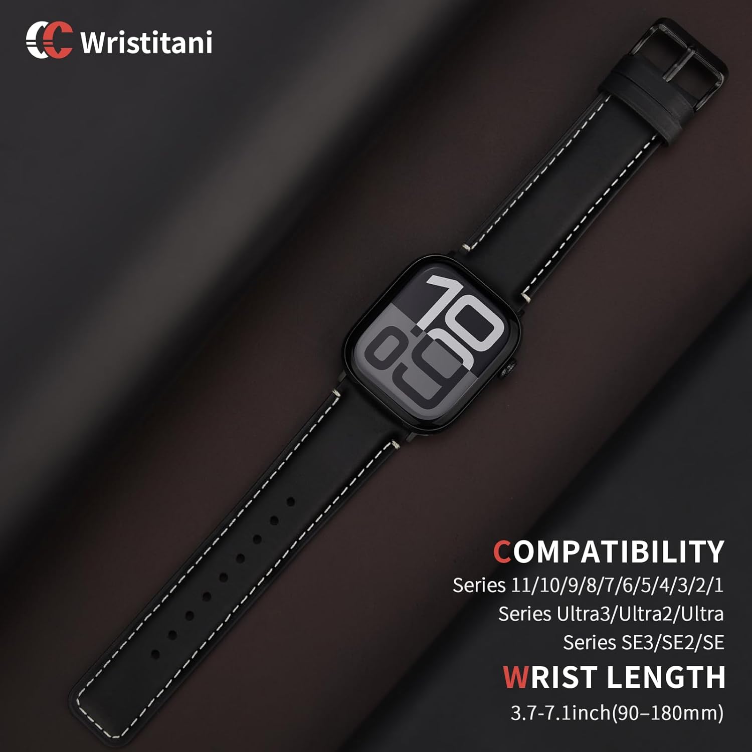 Detalle 2 de Wristitani Bracelet Cuir Véritable pour Apple Watch — Compatible 38–49 mm (Series, Ultra) – Bracelet de Rechange en Cuir