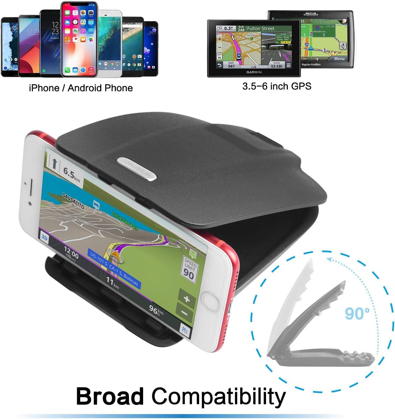 Detalle de APPS2Car GPS02 Dashboard Sat Nav Mount, Folding Shell and 3M Adhesive Base