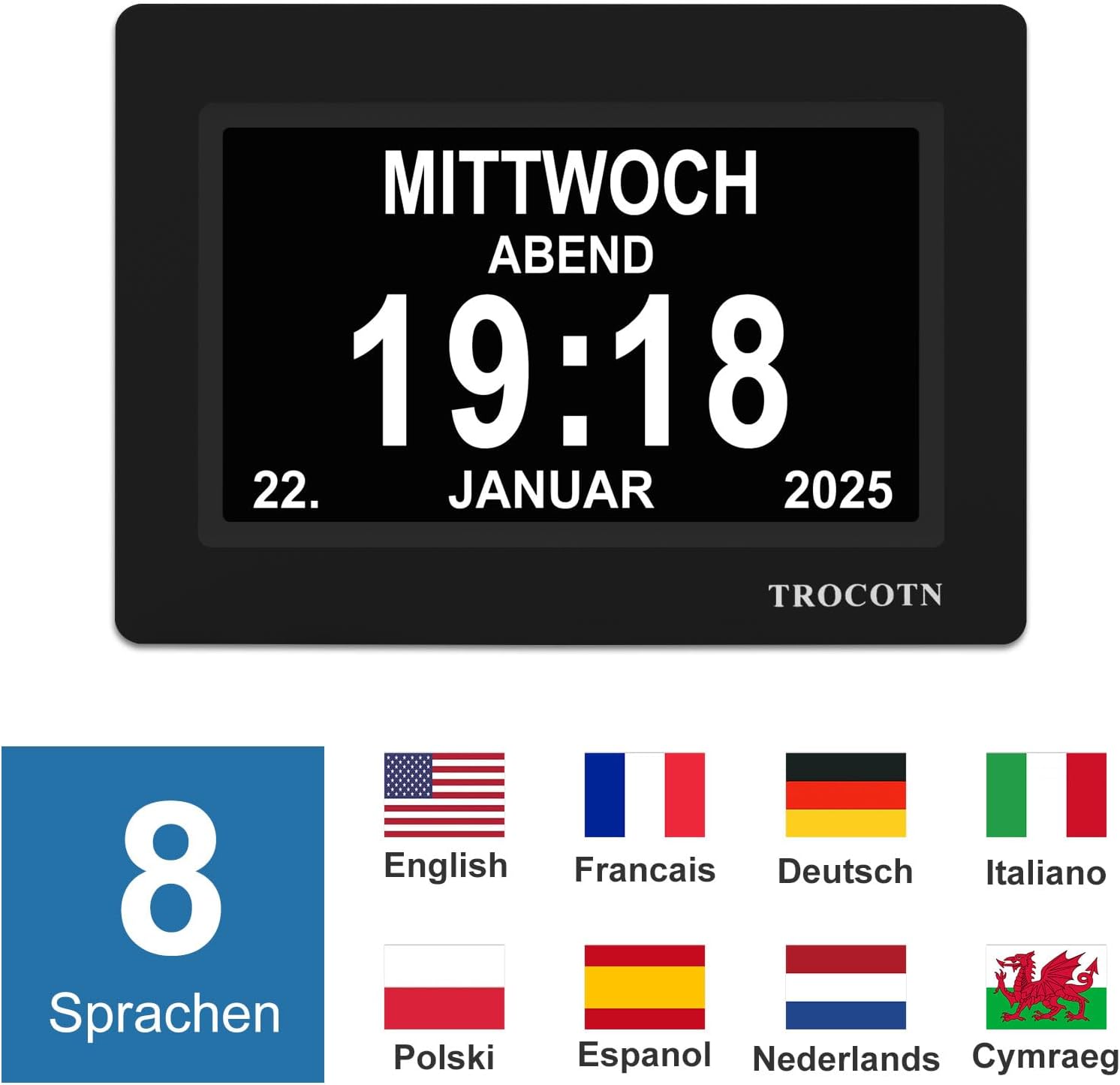 Thumbnail 6 de TROCOTN Demenz Uhr 7 Zoll Display Schwarz