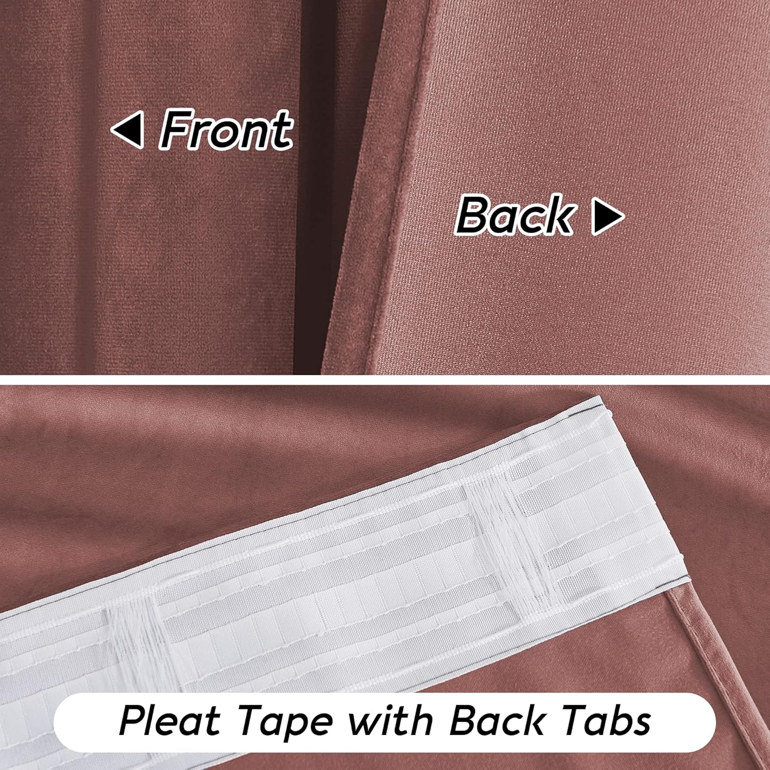 Thumbnail 5 de RYB HOME Dusty Pink Velvet Curtains – 84 Inch, 2 Panels (104” Wide Total) for Room Darkening & Energy Efficiency