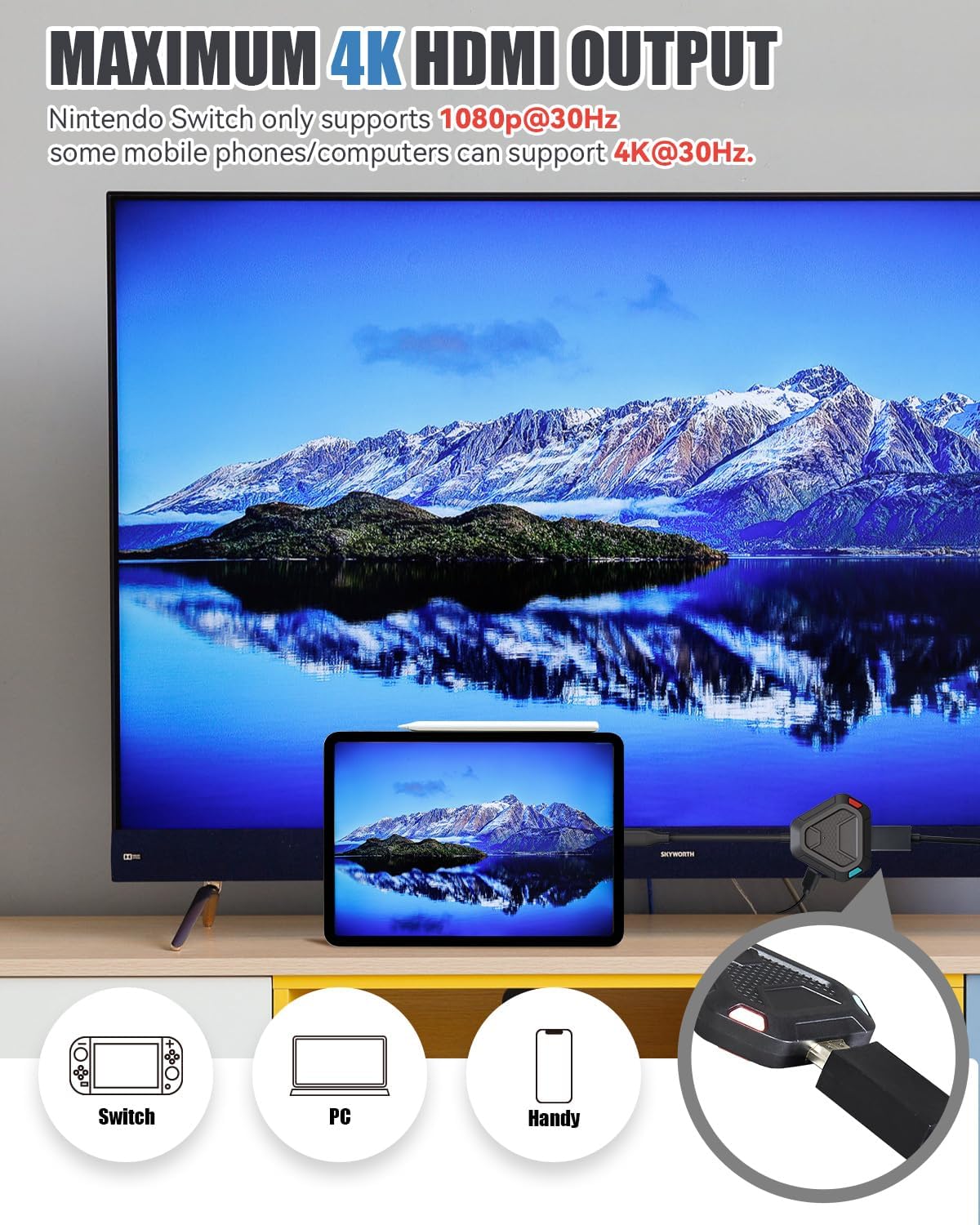 Thumbnail 5 de 3-in-1 Switch Dock for Switch / OLED with 4K HDMI, USB 3.0 and USB-C PD charging (Black)