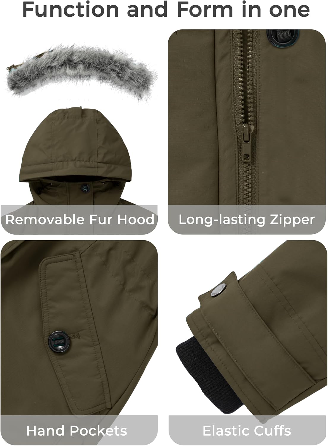 Detalle de Wantdo W-A-536 Women's Waterproof Winter Parka with Removable Hood