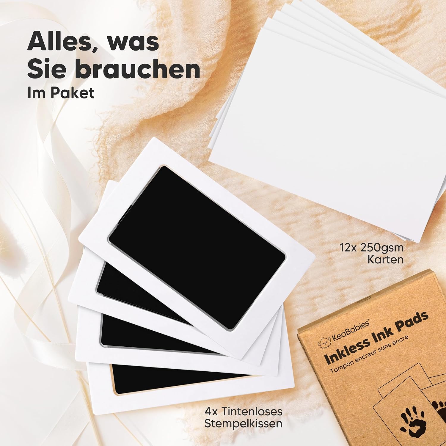 Thumbnail 2 de Handabdruck- und Fußabdruck-Set für Babys – 4-teiliges, tönerloses Stempelkissen, 8x13 cm