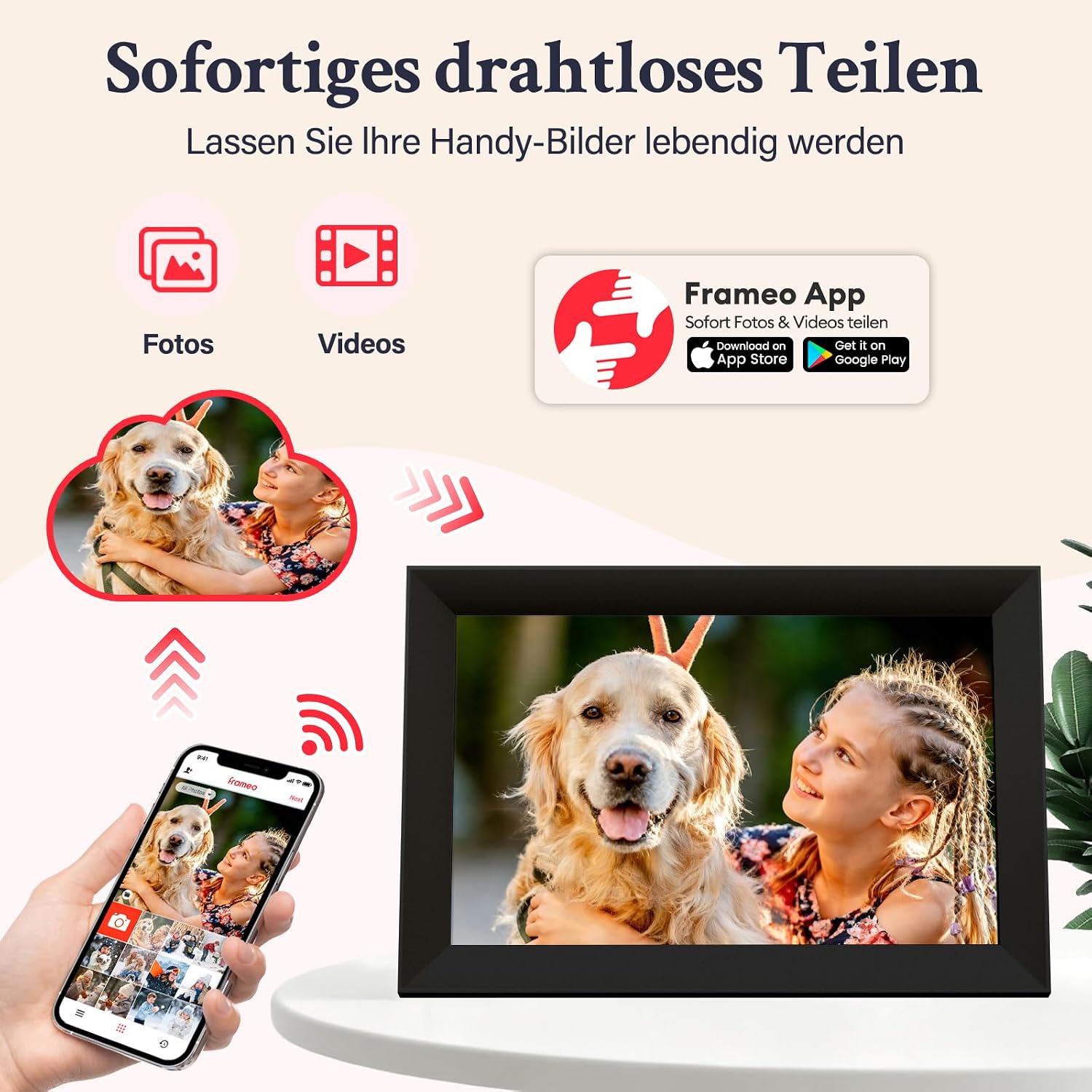Detalle 2 de Frameo Digitaler Bilderrahmen WLAN 10,1 Zoll (1280×800, IPS Touch) mit 32 GB