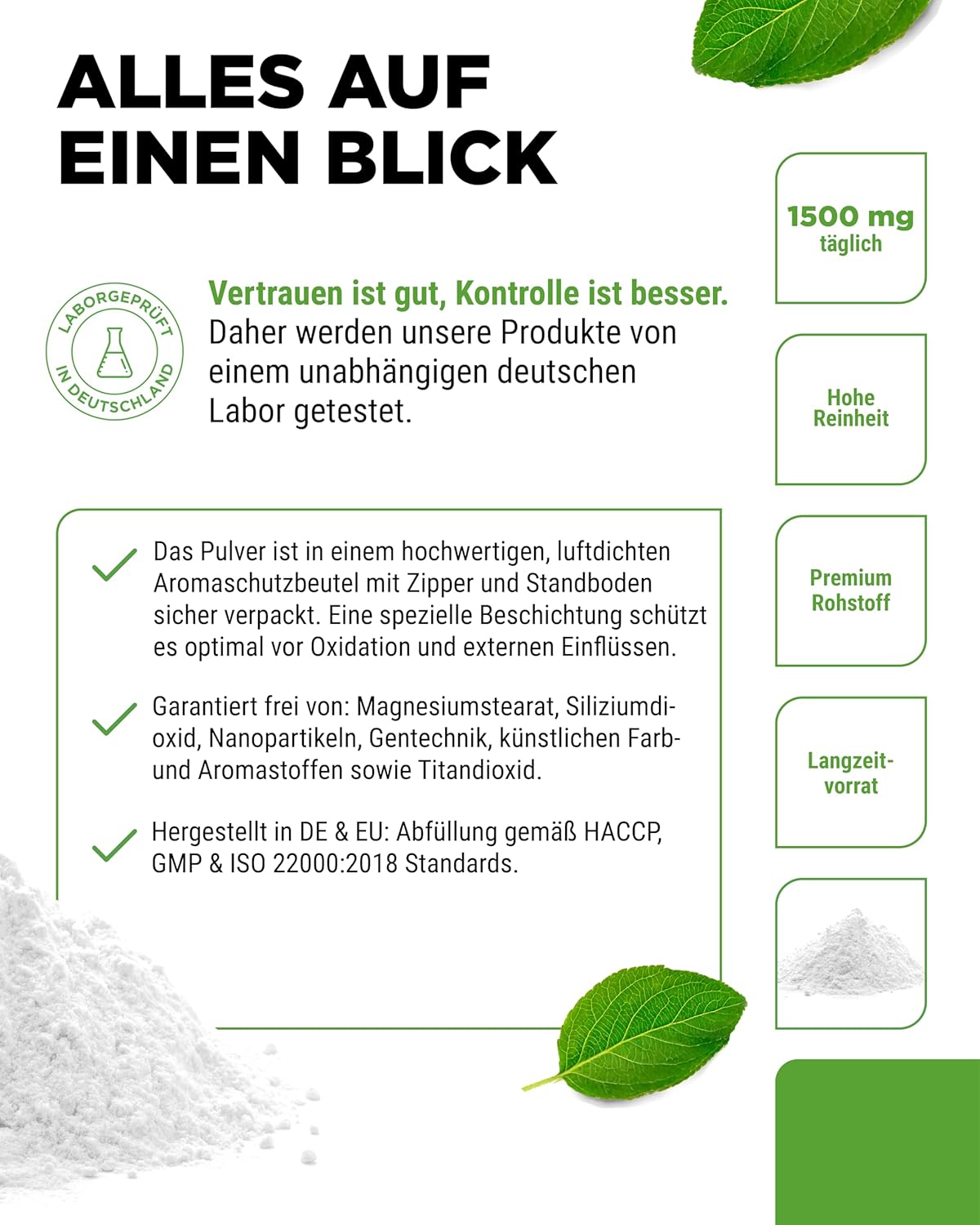Detalle 2 de vit4ever L-Tyrosin Pulver 500 g – 333 Portionen, vegan, ohne Zusatzstoffe