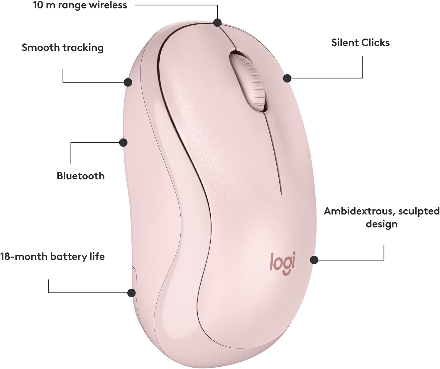 Thumbnail 6 de Logitech M240 Silent 910-007117 Compact Bluetooth Mouse, Rose