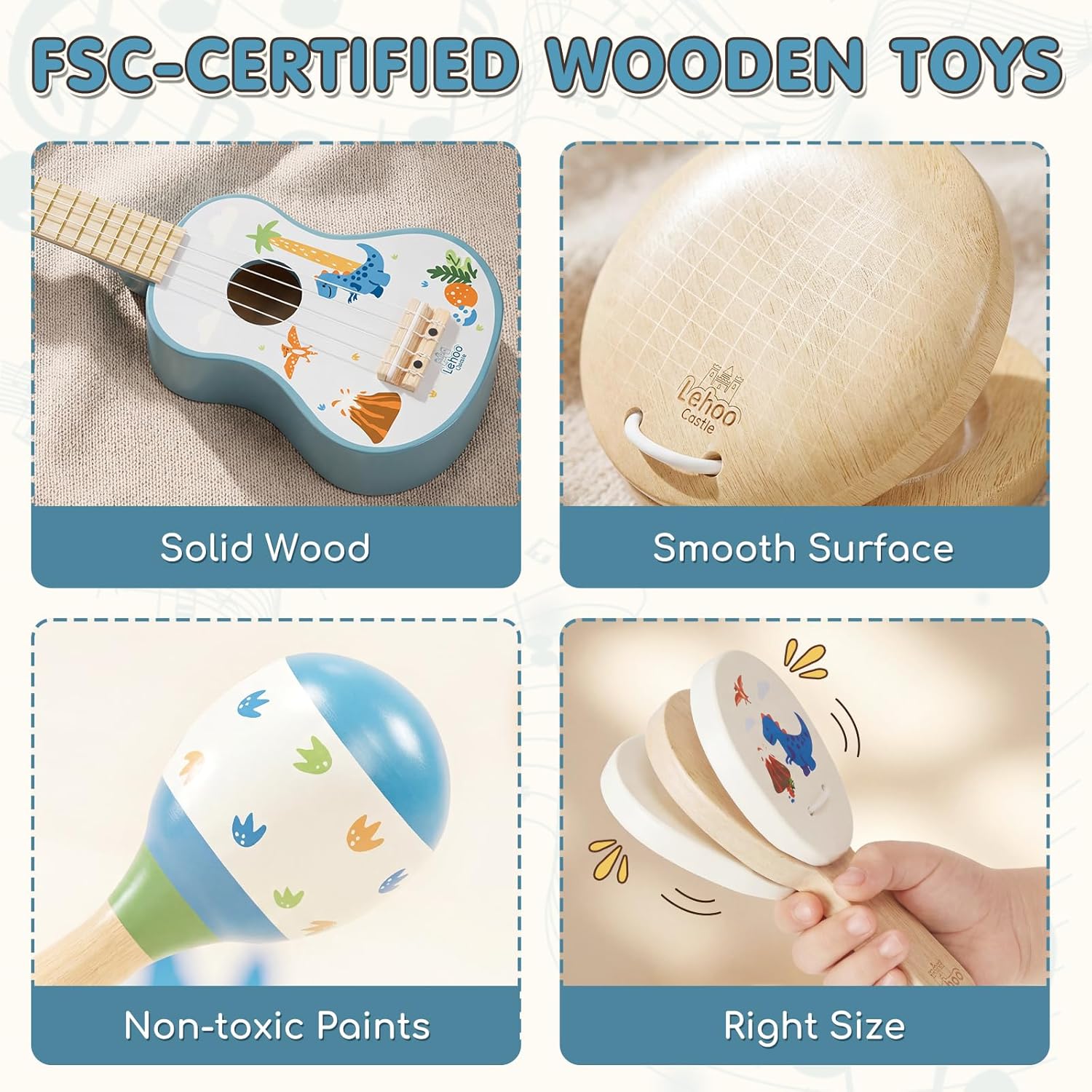 Thumbnail 4 de Lehoo Castle Dinosaur Kids Guitar Set – Montessori Educational Toys for 2–4 Year Olds