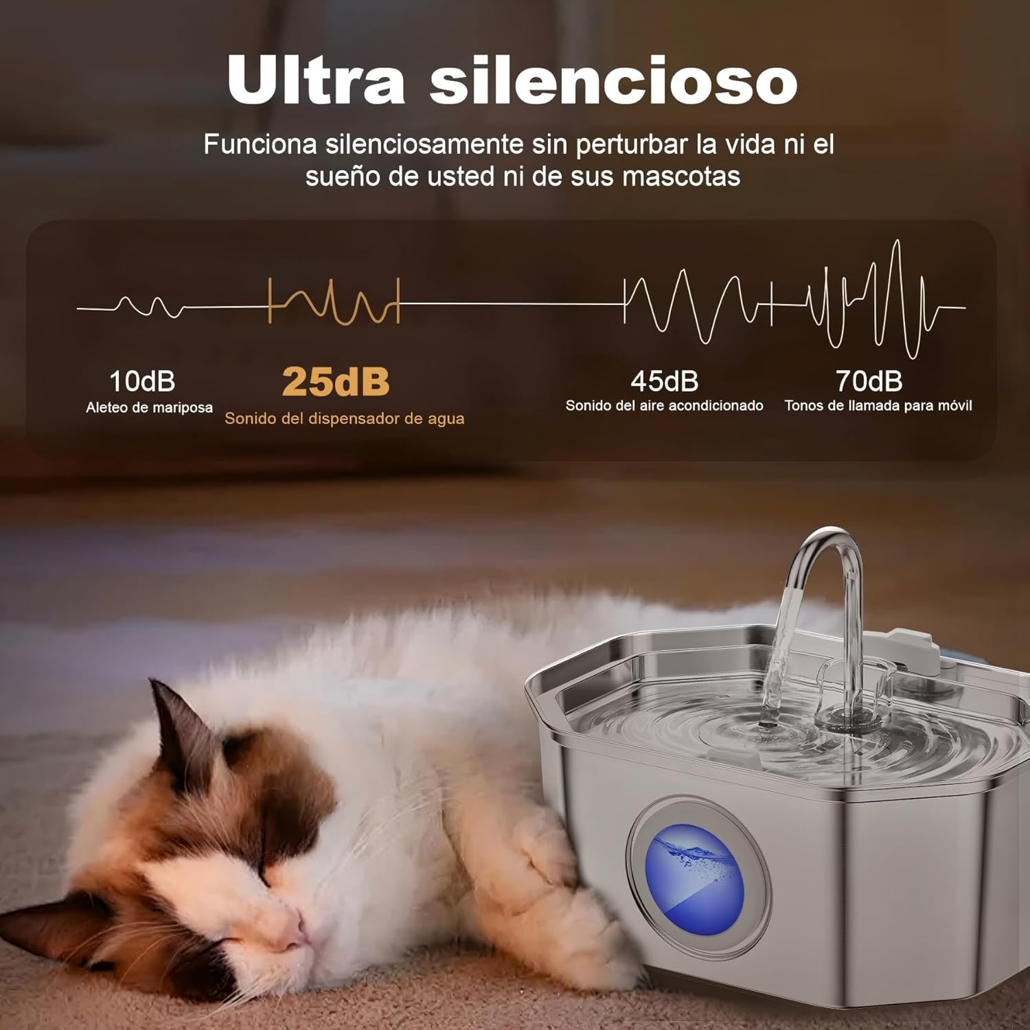 Detalle 2 de APAUk 3.2L Fuente para Gatos Acero Inoxidable