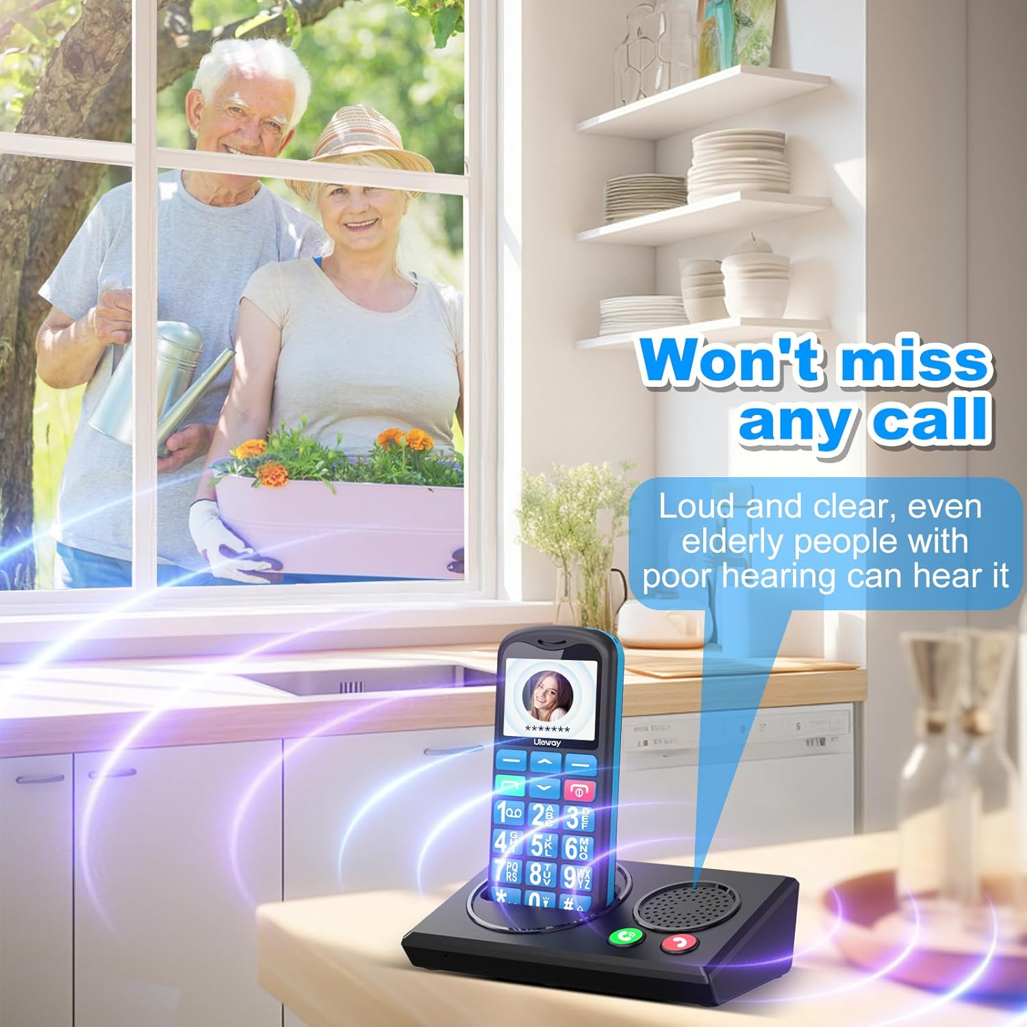 Detalle de CHAKEYAKE 4G Big Button Senior Phone with Bluetooth Dock – SOS Button, Loud Speaker, 1.77" Colour Display