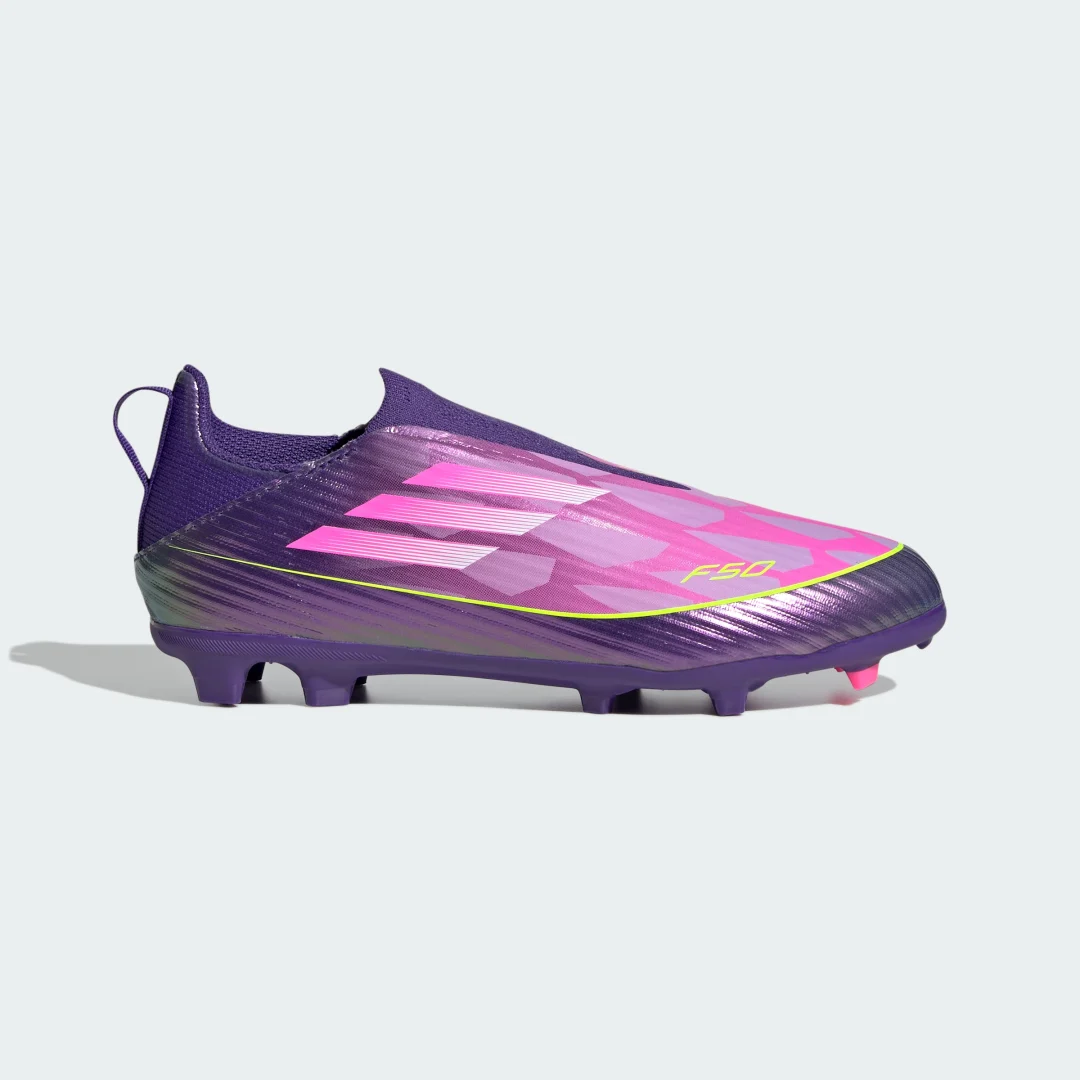 Thumbnail 1 de Bota de fútbol Adidas F50 LEAGUE Laceless para césped natural seco (niño) – color violeta