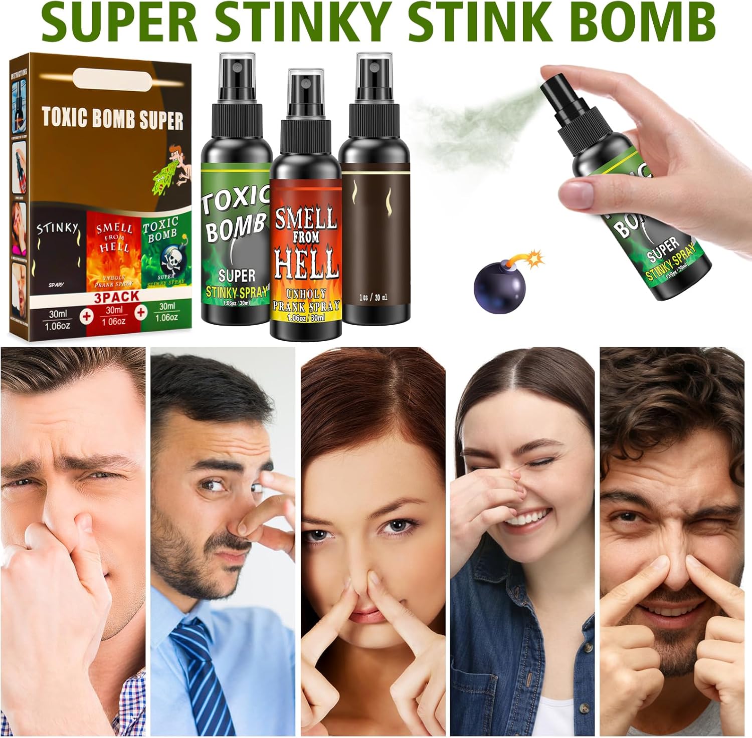 Thumbnail 5 de Fialette Puzzolenti: set da 3 flaconi spray puzzolente da 30 ml (scherzi per Halloween, Carnevale e feste)