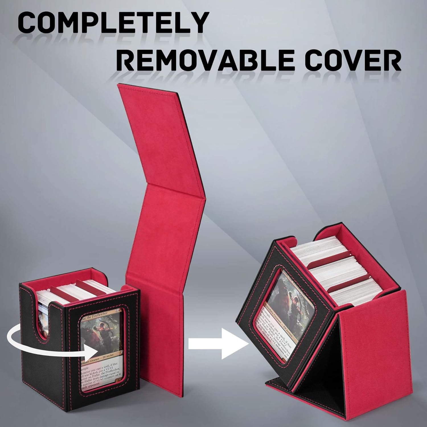 Thumbnail 4 de ZLCA MTG Deck Box mit Commander Display – Premium Aufbewahrung für 100+ Karten (Black&Red)