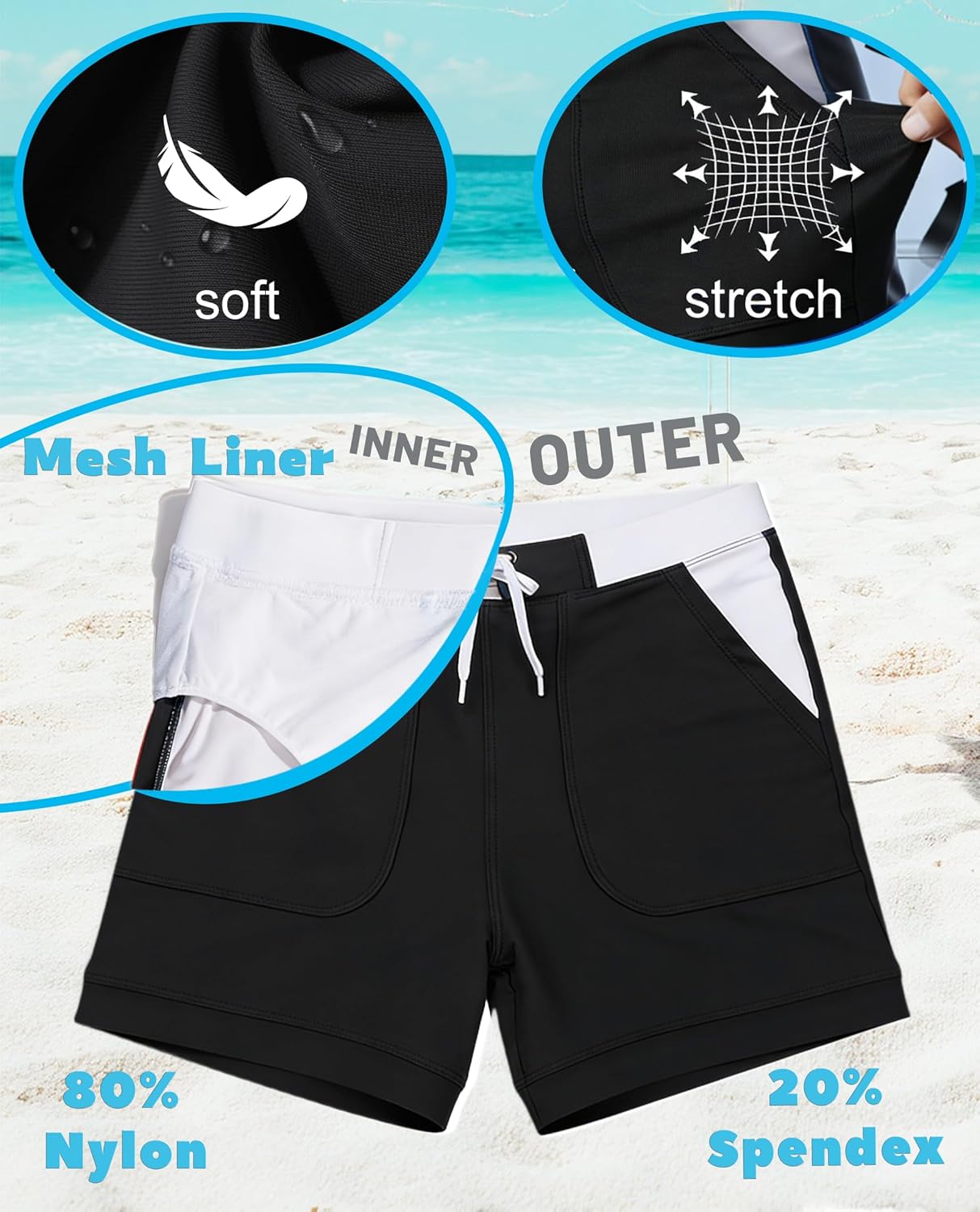 Detalle de KEFITEVD Men's Quick Dry Swimming Shorts YK016