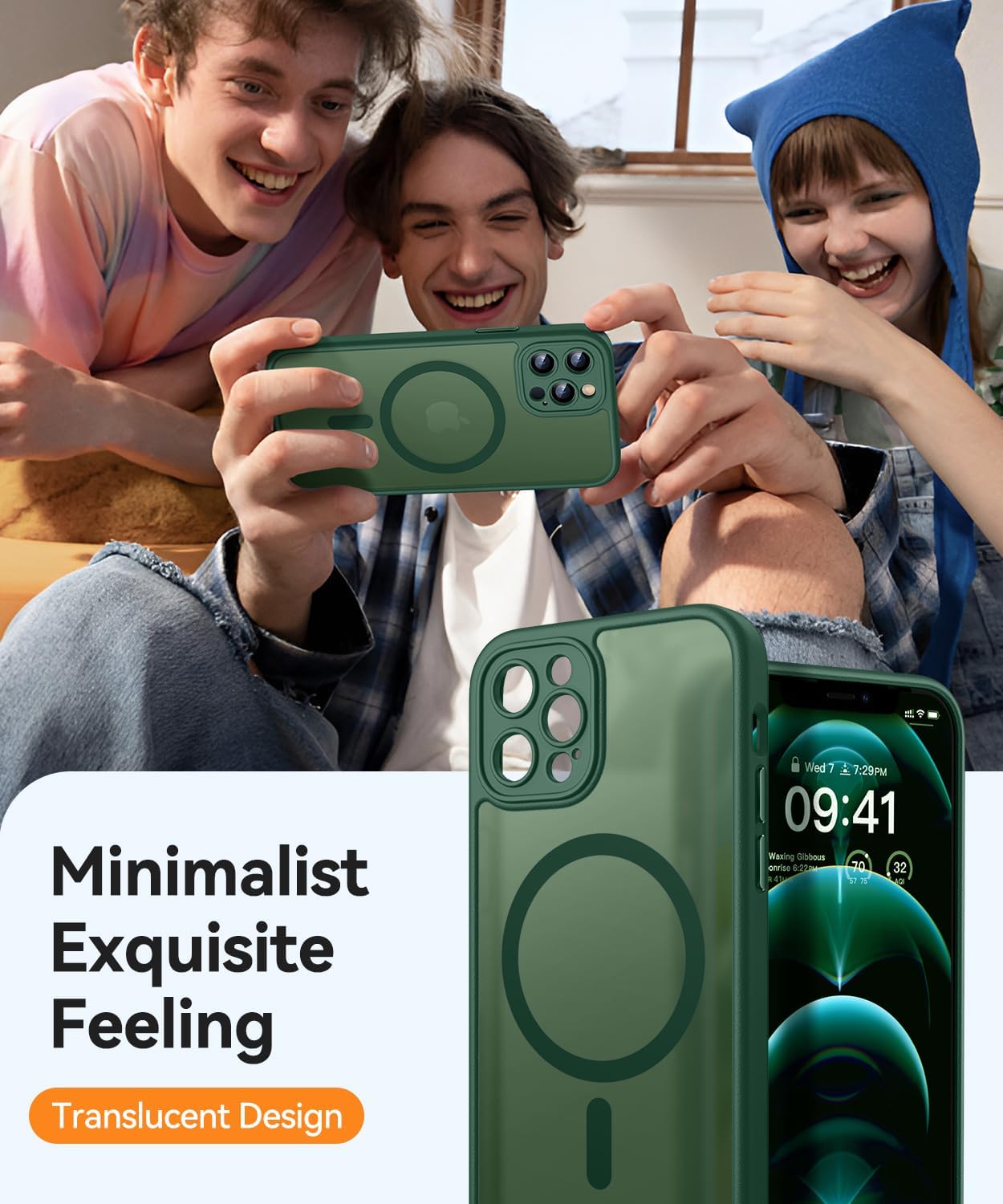 Thumbnail 6 de CANSHN Coque Magnétique pour iPhone 12 Pro (6,1 pouces) – protection complète et MagSafe, Vert foncé