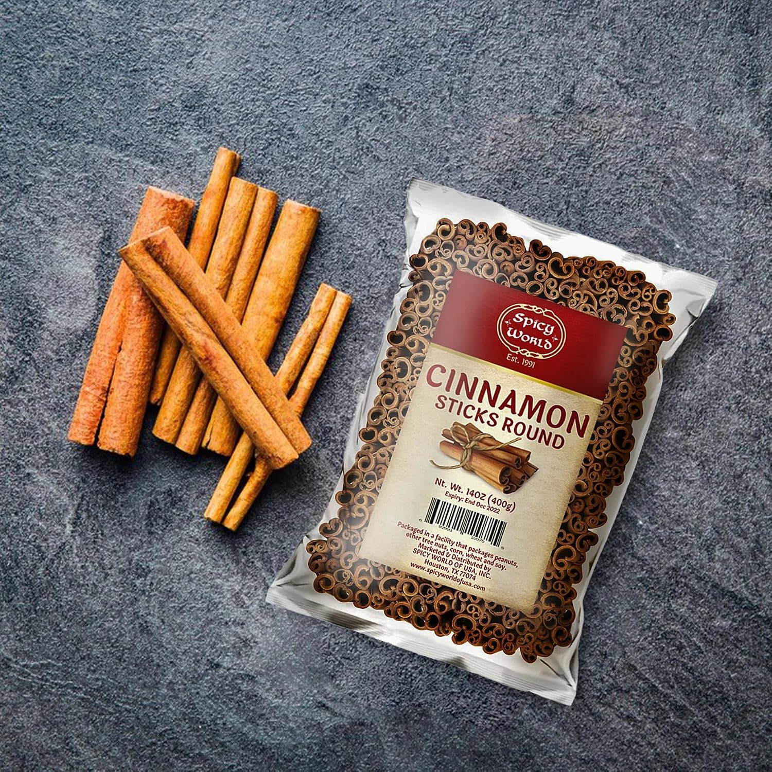 Detalle 2 de Spicy World Cassia Cinnamon Sticks, 14 oz Bag, 3+ Inches, Vietnam-Sourced