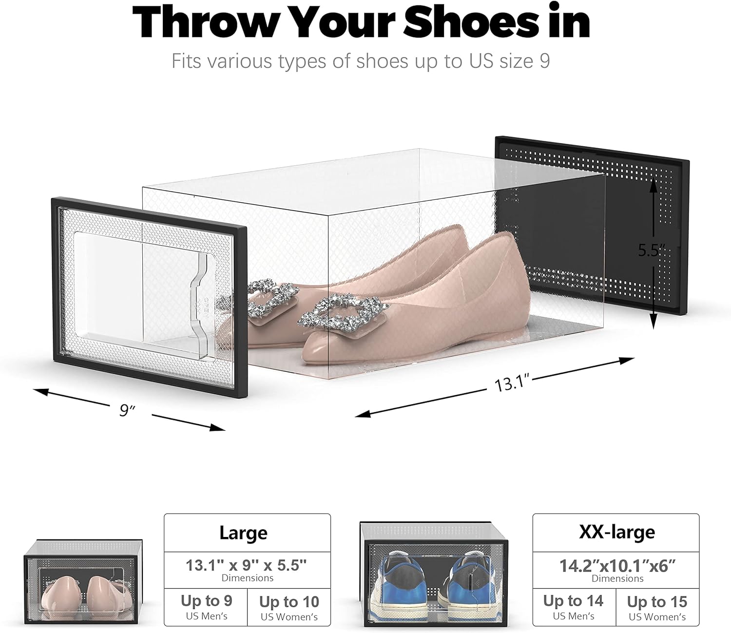 Thumbnail 4 de SEE SPRING 12 Shoe Storage Boxes clear stackable sneaker bin