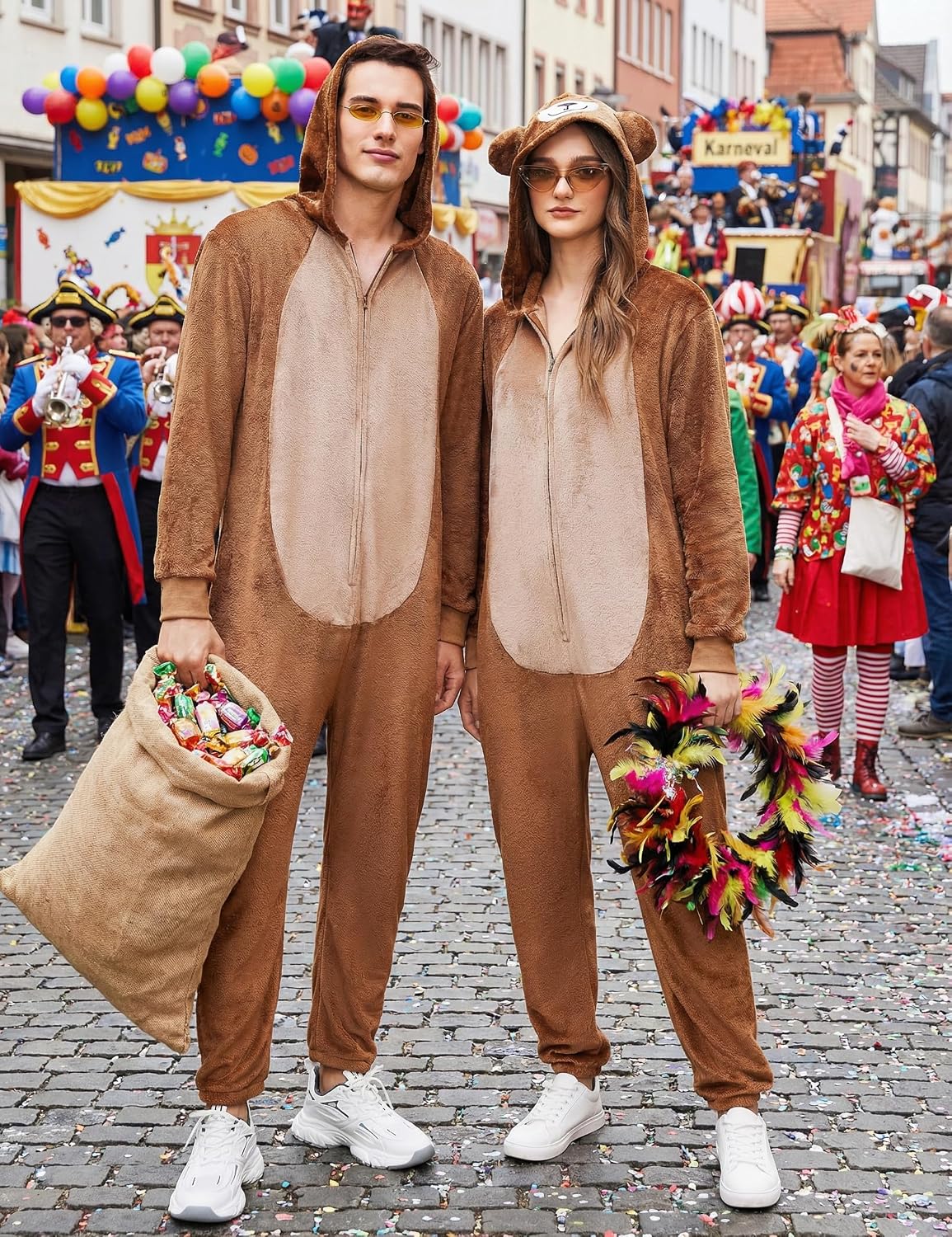 Detalle de Ekouaer Onesie Animalière avec Capuche et Fermeture éclair, Pyjama Polaire Unisexe S–XXL