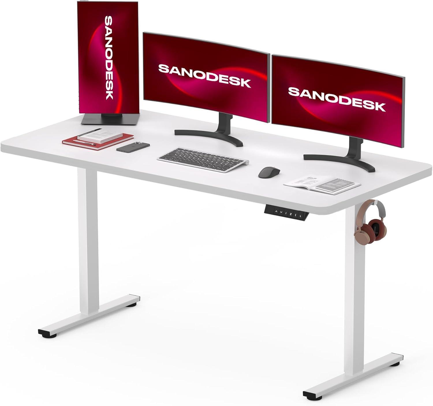 Detalle de SANODESK Q1 Bureau Assis Debout 180 x 80 cm – Plateau FSC, Réglable Électrique, 4 Mémoire, Monobloc