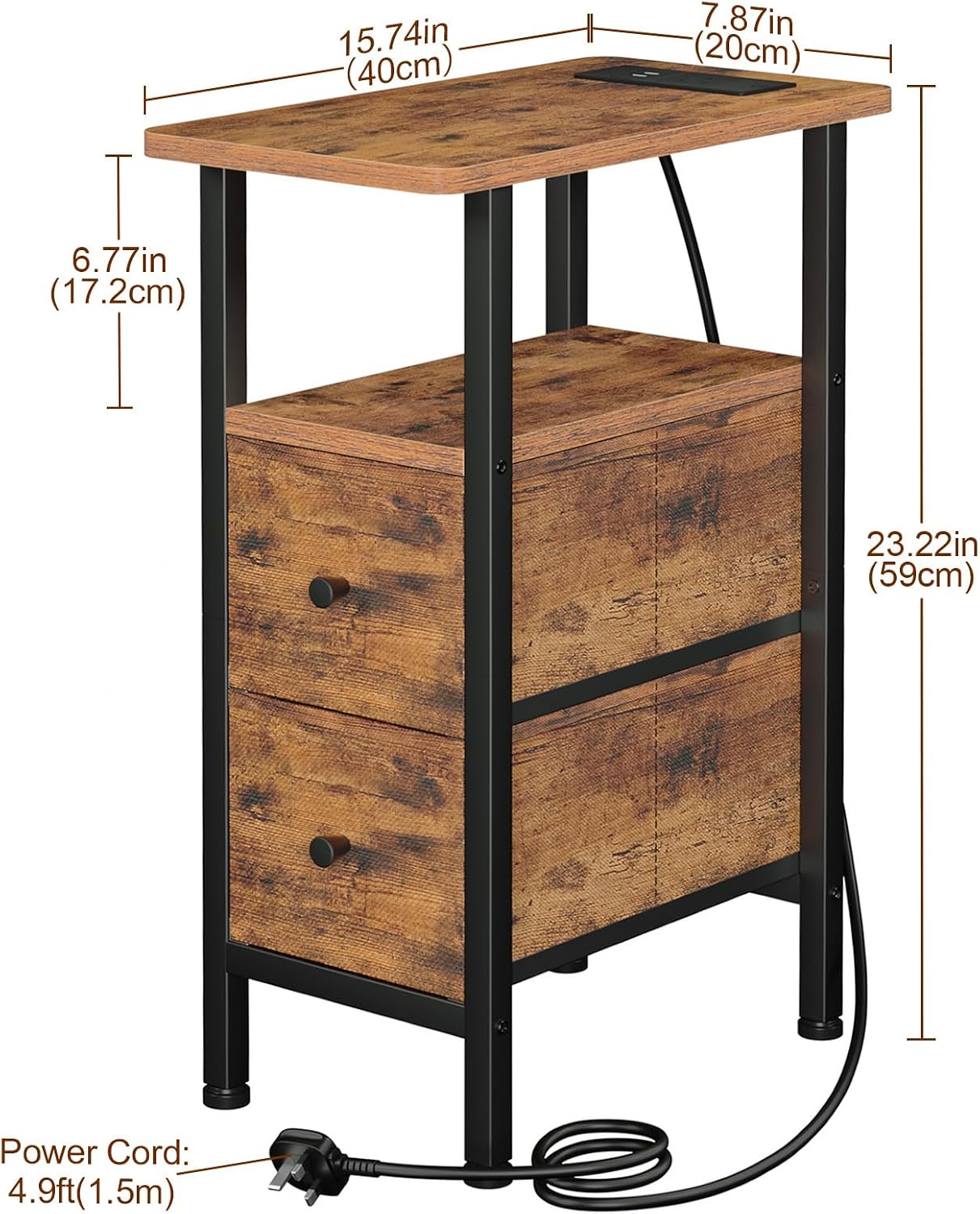 Detalle de AMHANCIBLE Slim Bedside Table 40cm