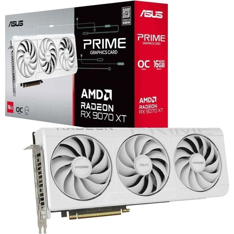 Detalle de Tarjeta Gráfica Asus Radeon RX 9070 XT PRIME WHITE 16GB GDDR6 PCIe 5.0